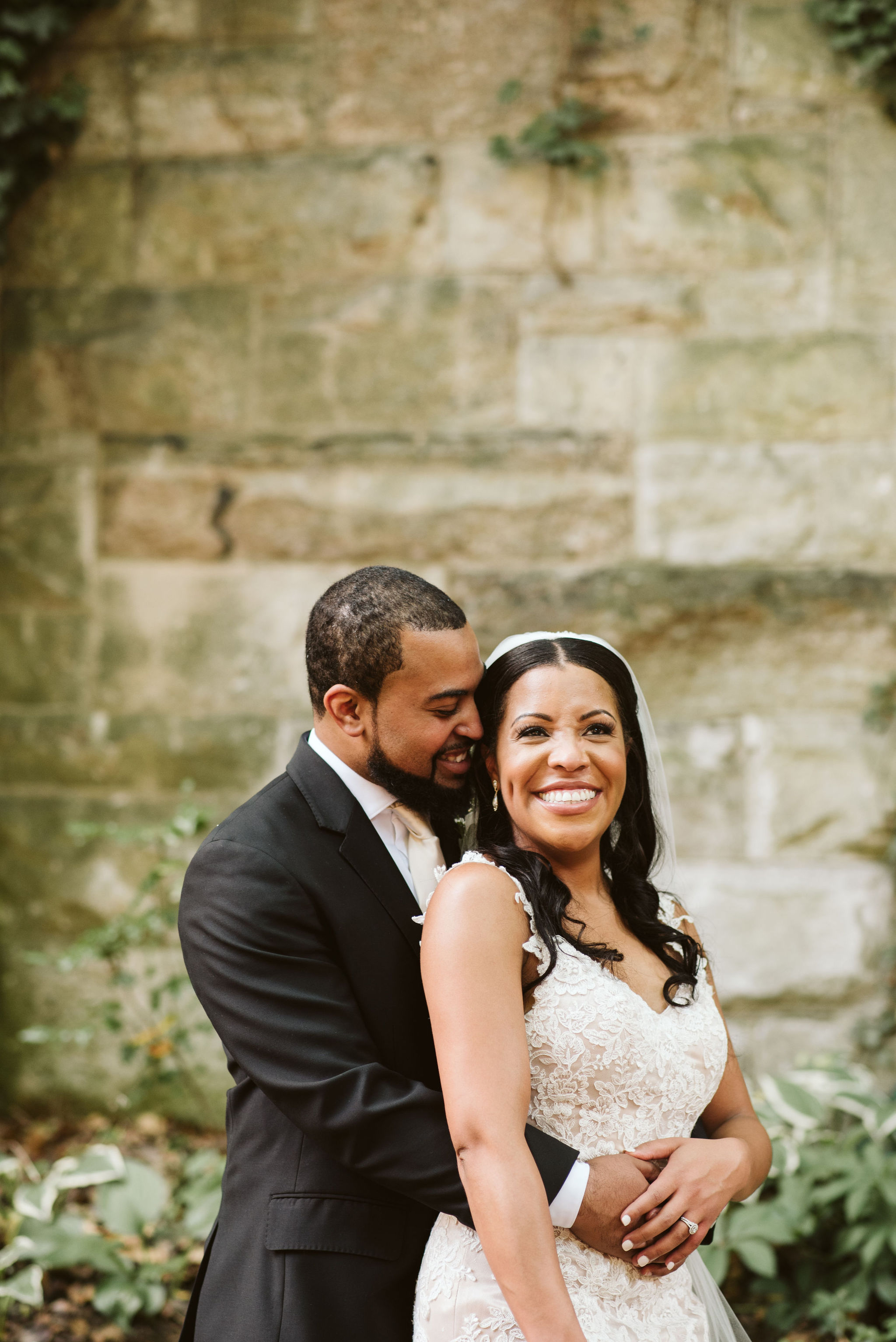  Baltimore, Maryland Wedding Photographer, Mount Vernon, Chase Court, Classic, Outdoor Ceremony, Garden, Romantic, Portrait of Bride and Groom Smiling and Hugging in Front of Ivy Wall 