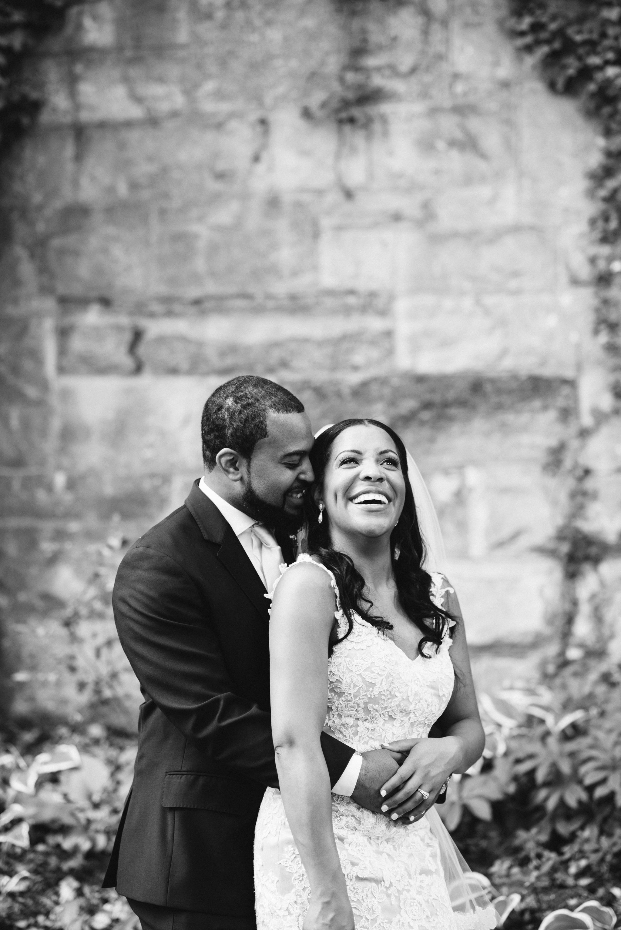  Baltimore, Maryland Wedding Photographer, Mount Vernon, Chase Court, Classic, Outdoor Ceremony, Garden, Romantic, Bride and groom Smiling and Hugging, Black and White Photo, Lace Wedding Dress 
