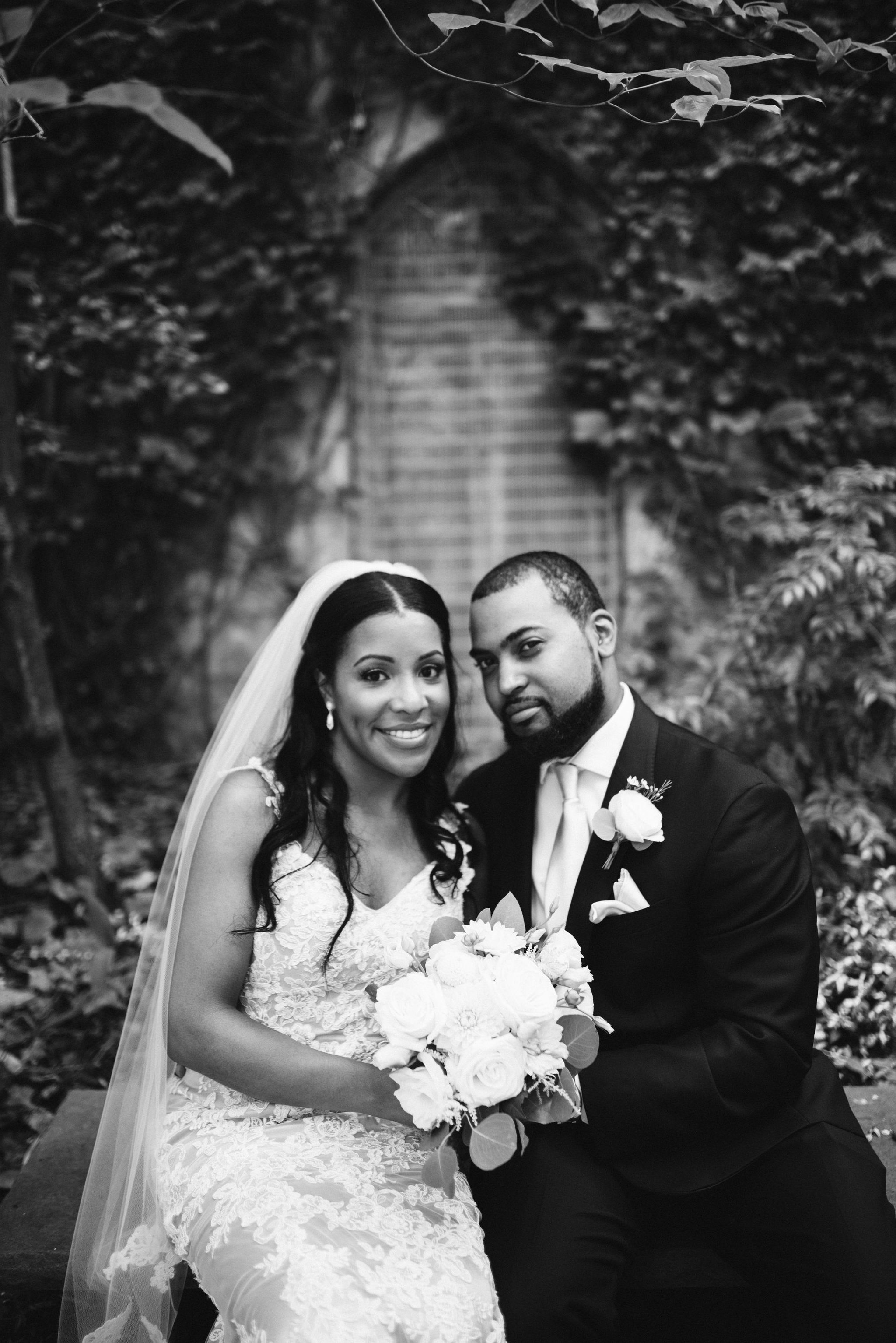  Baltimore, Maryland Wedding Photographer, Mount Vernon, Chase Court, Classic, Outdoor Ceremony, Garden, Romantic, Portrait of Couple Smiling Together, Black and White Photo, Lace Wedding Gown, White Flowers 
