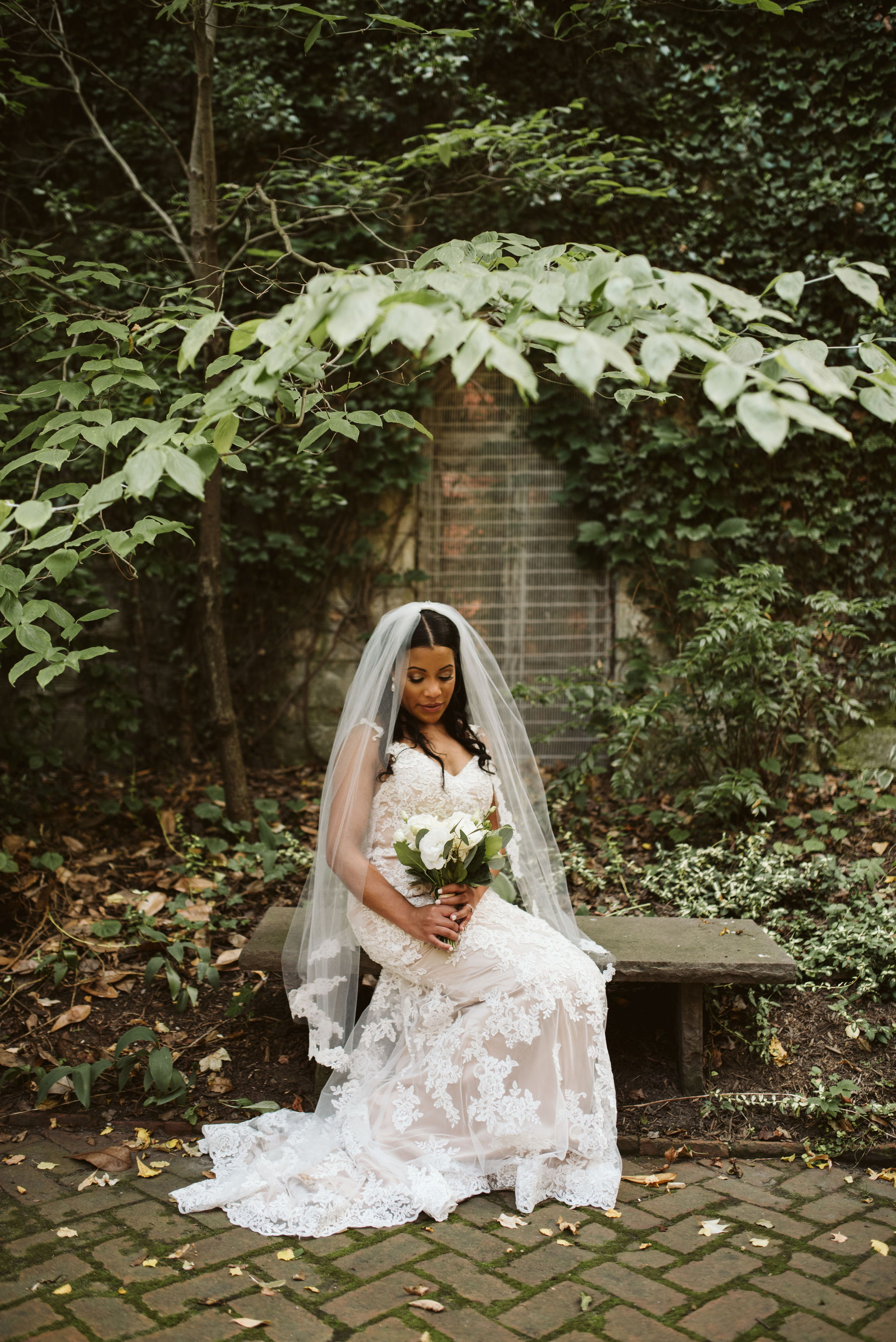  Baltimore, Maryland Wedding Photographer, Mount Vernon, Chase Court, Classic, Outdoor Ceremony, Garden, Romantic, Portrait of Bride Sitting in Garden 