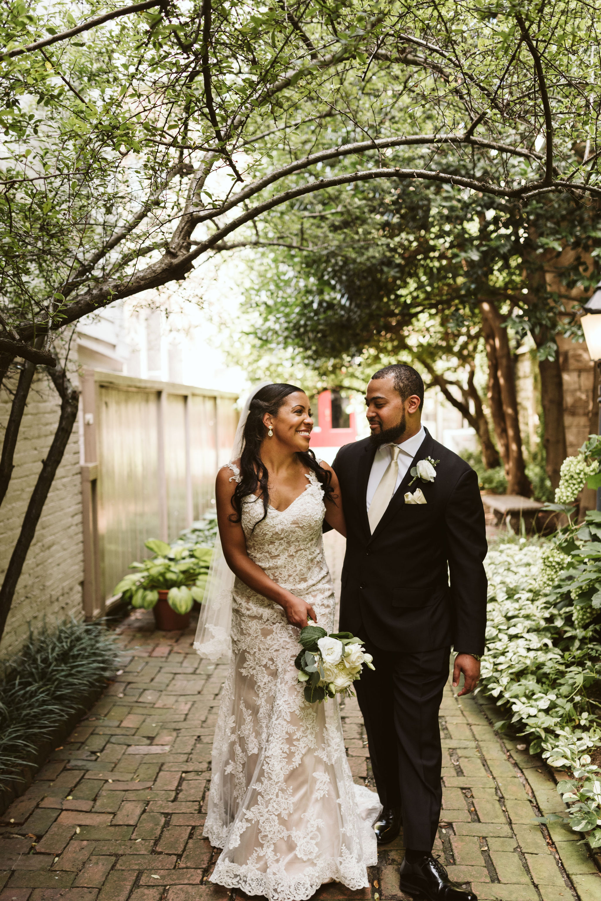  Baltimore, Maryland Wedding Photographer, Mount Vernon, Chase Court, Classic, Outdoor Ceremony, Garden, Romantic, Bride and groom Laughing Together, Lace Wedding Dress, Classic Black Suit 