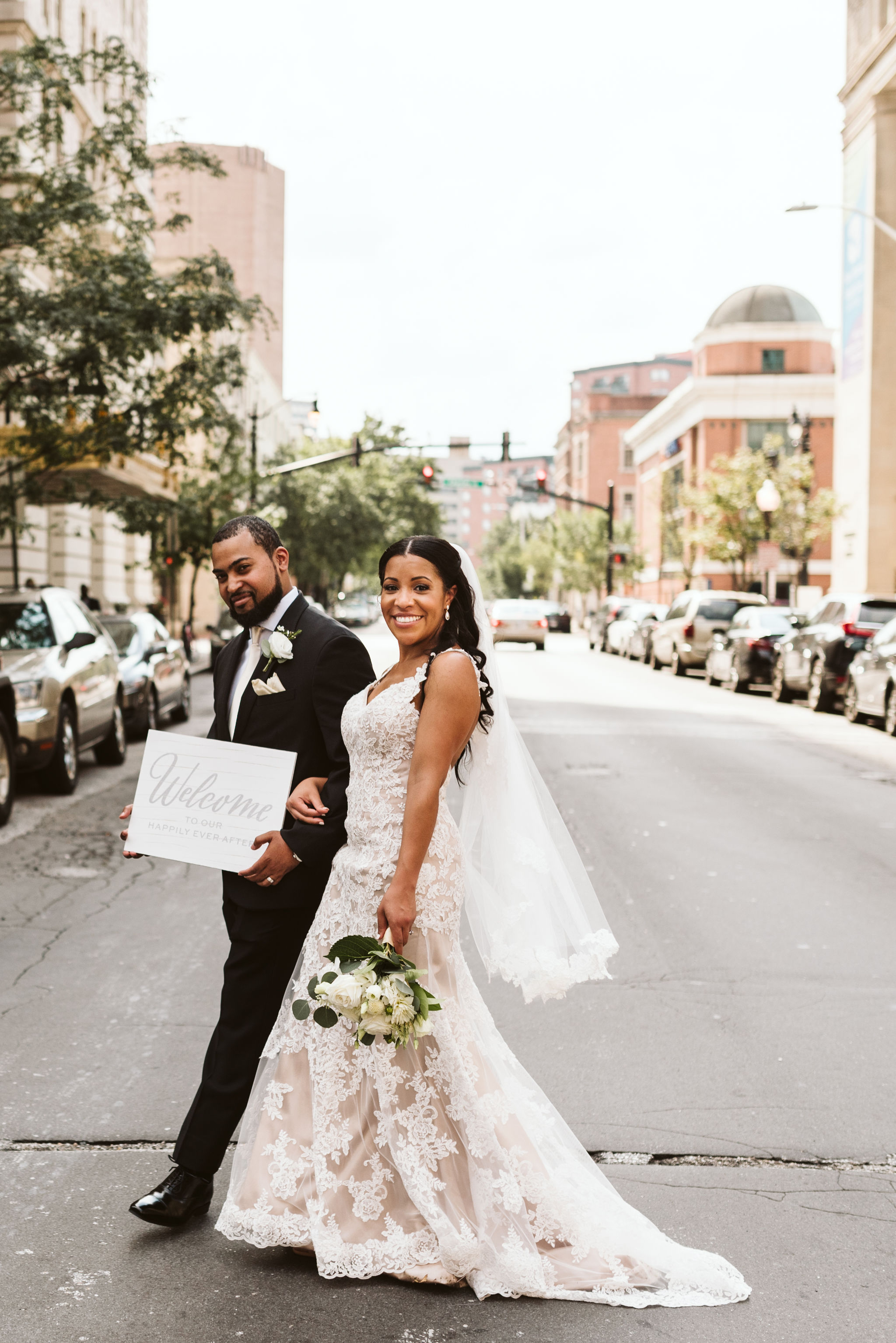  Baltimore, Maryland Wedding Photographer, Mount Vernon, Chase Court, Classic, Outdoor Ceremony, Garden, Romantic, Bride and groom Crossing Street Downtown Baltimore, Couple Holding Hands 