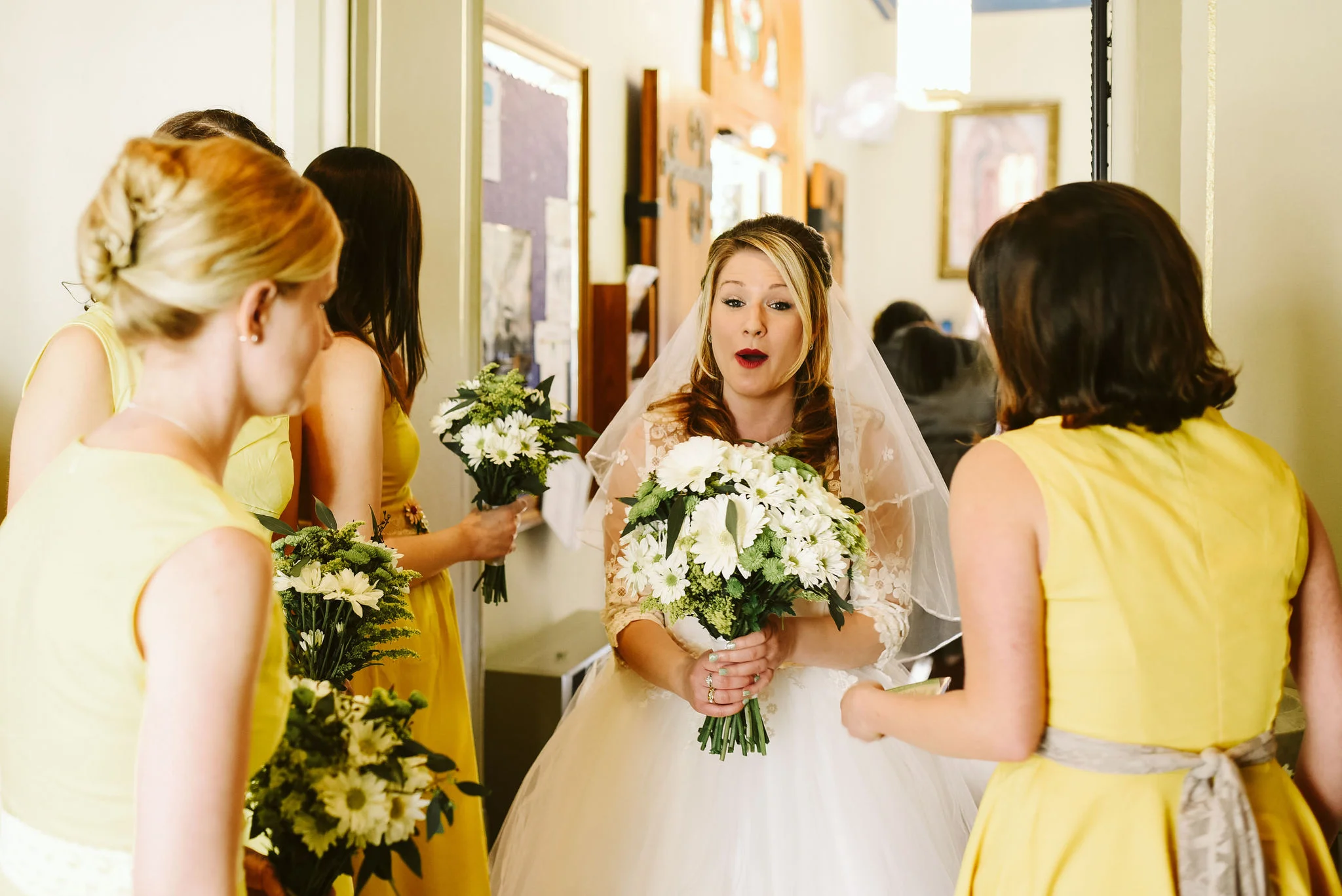 Baltimore, Church Wedding, Maryland Wedding Photographer, Vintage, Classic, Bride Getting Ready with Bridesmaids, Cute Photo, Lace Wedding Dress