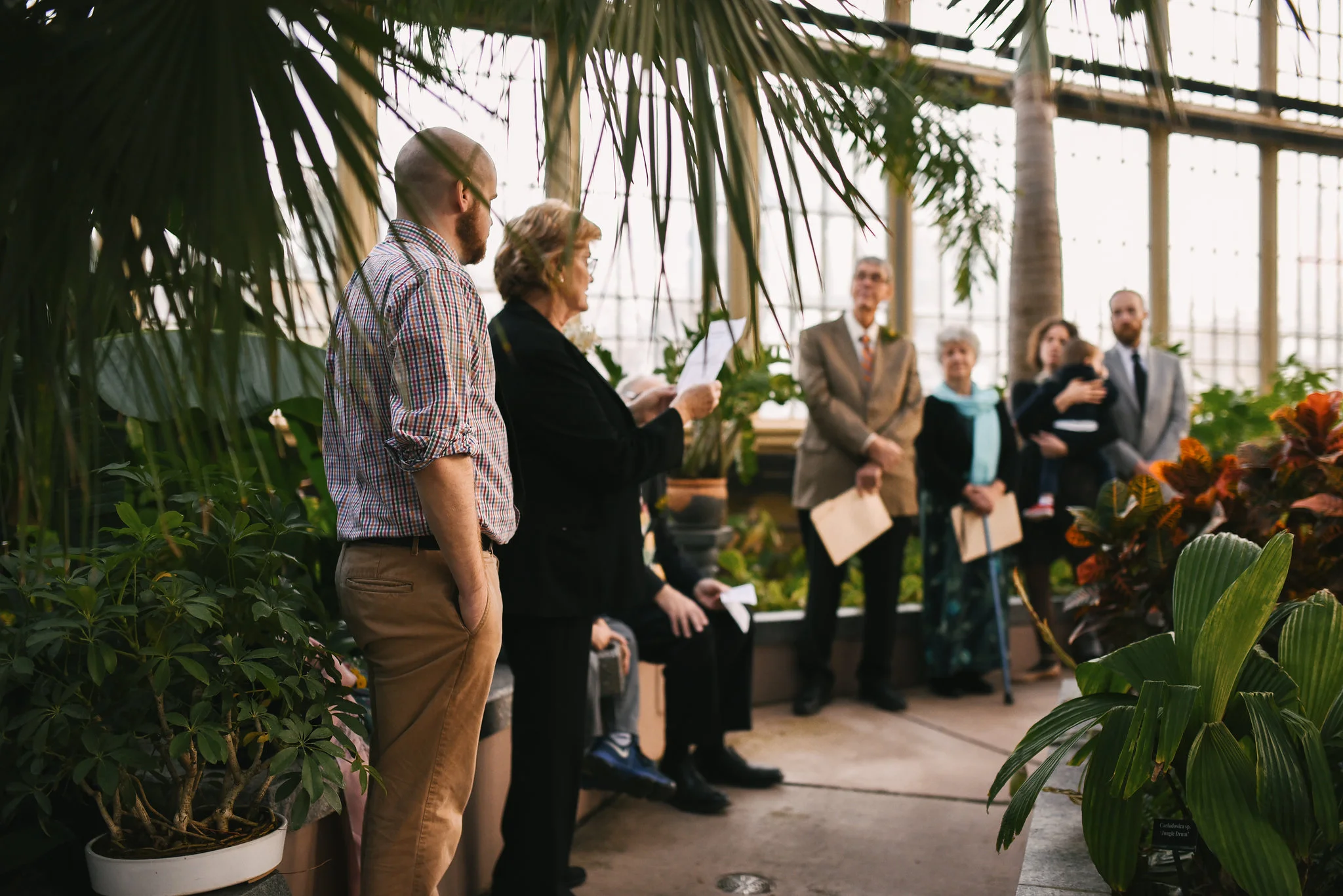 Rawlings Conservatory, Druid Hill Park, Intimate Wedding, Nature, Maryland Wedding Photographer, Romantic, Classic, Family Members Reading Poems at Ceremony