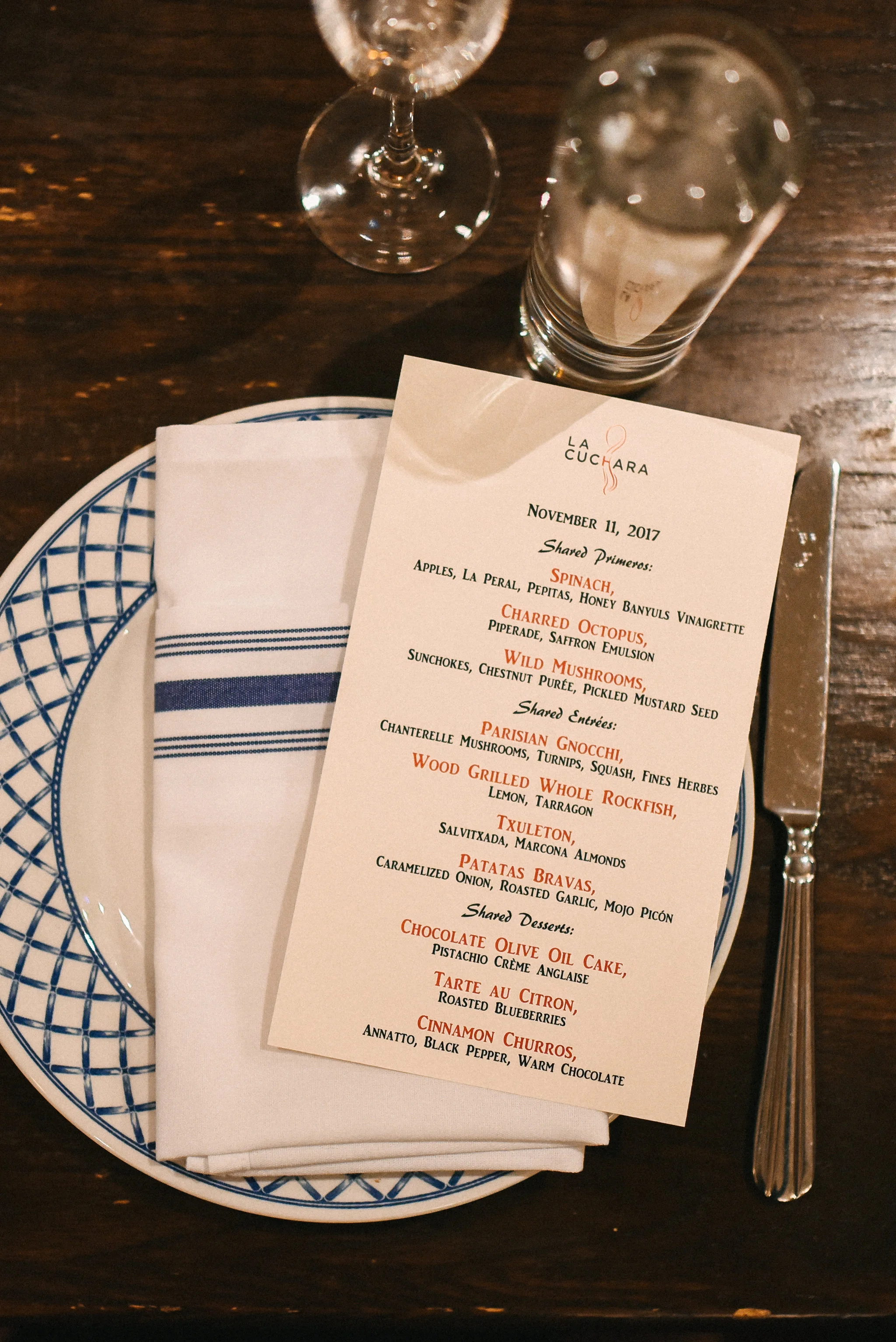 Woodberry, Baltimore, La Cuchara, Intimate Wedding, Nature, Maryland Wedding Photographer, Romantic, Classic, Closeup of Menu at Wedding Reception
