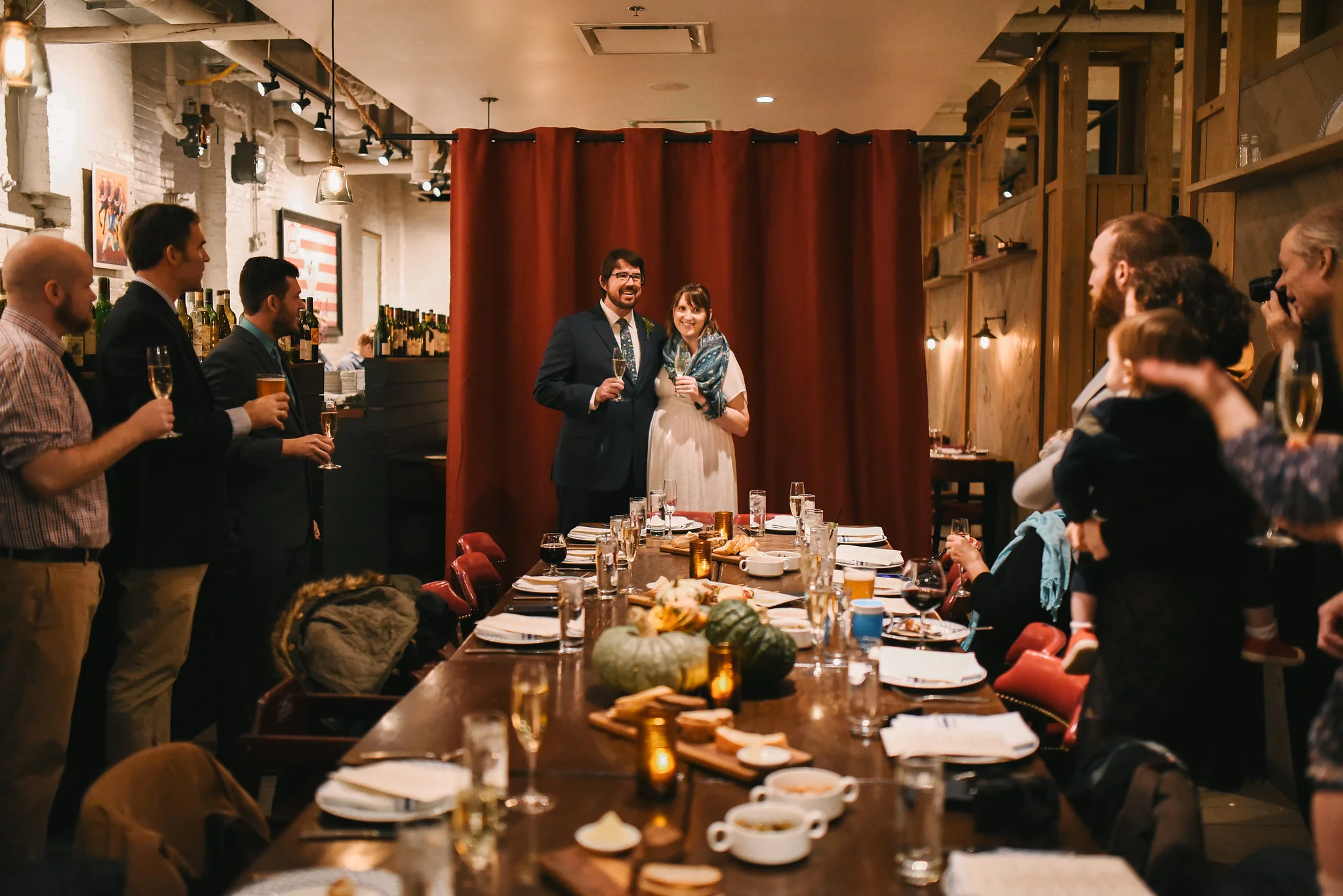 Woodberry, Baltimore, La Cuchara, Intimate Wedding, Nature, Maryland Wedding Photographer, Romantic, Classic, Bride and Groom Giving Speech at Wedding Reception, Wedding Toast