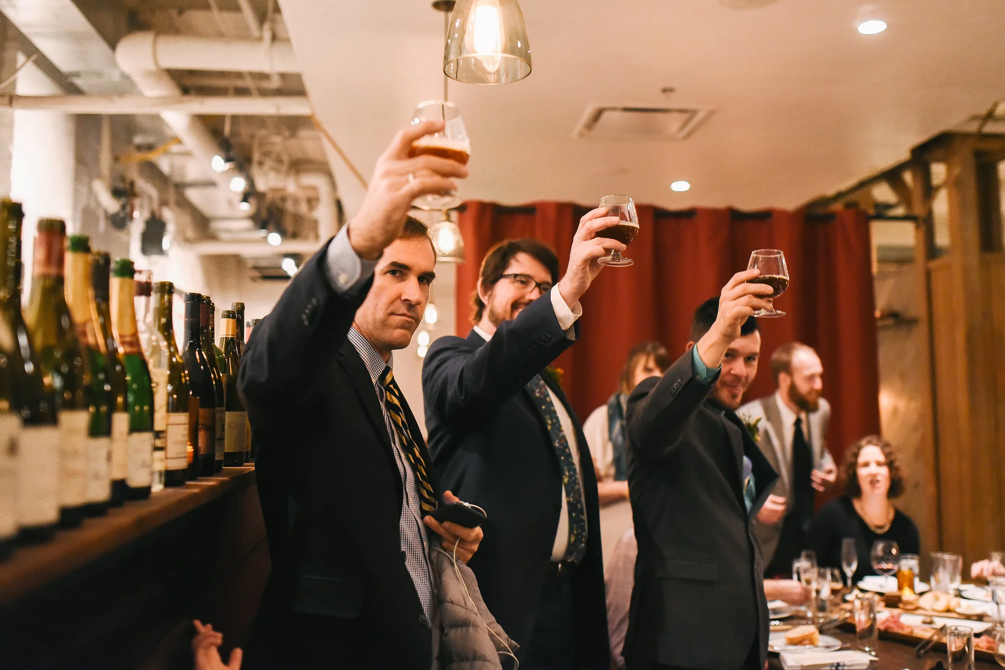 Woodberry, Baltimore, La Cuchara, Intimate Wedding, Nature, Maryland Wedding Photographer, Romantic, Classic, Groom and Family Giving Toast at Wedding Reception