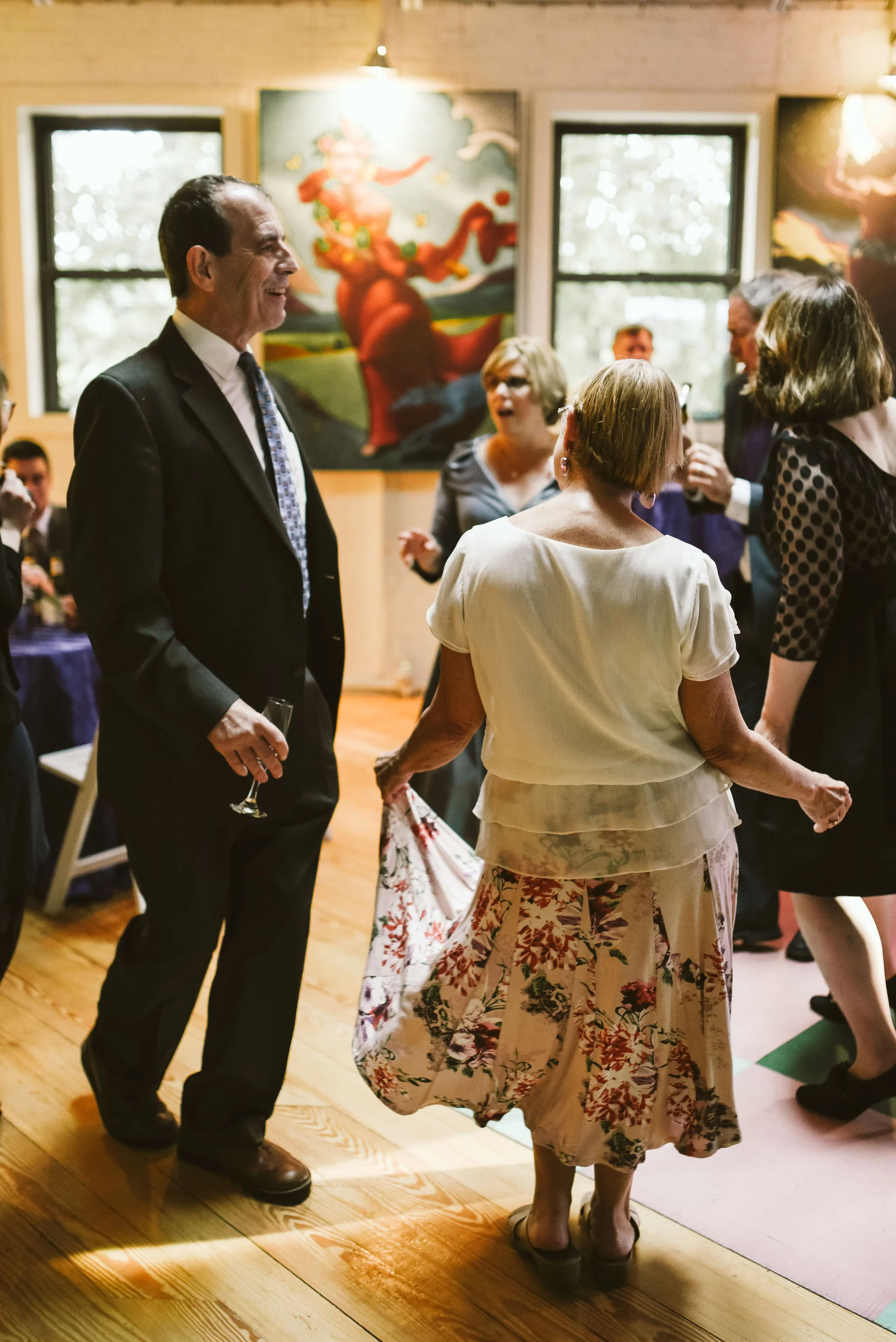 Hampden, Baltimore, Maryland Wedding Photographer, Garden Wedding, Classic, DIY, Romantic, Wedding Guests Dancing at Reception, Art Gallery, The Elm Venue