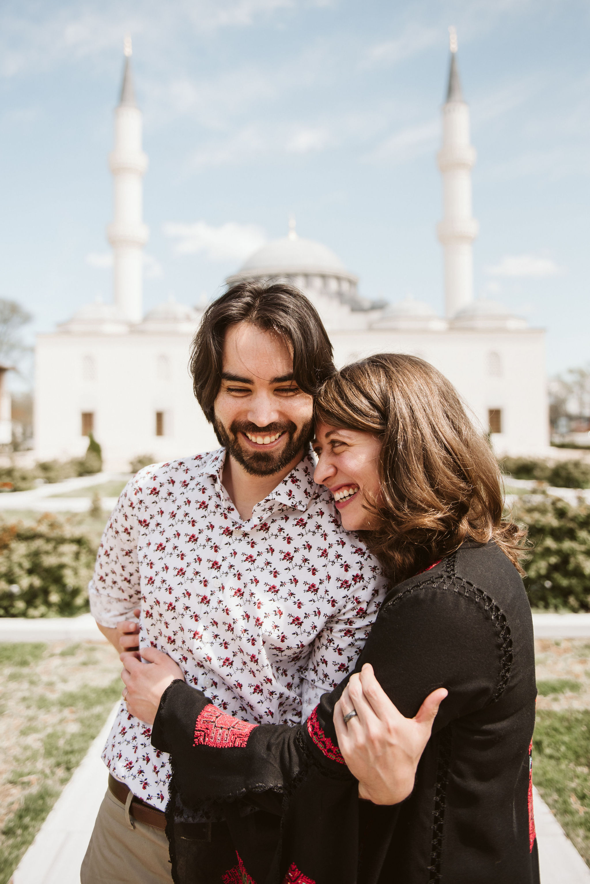 Washington DC, Baltimore Wedding Photographer, Diyanet Center of America, Spring, Intimate Wedding, Traditional, Classic, Palestinian, Turkish Design, Bride and groom Laughing Together After Ceremony, Just Married 