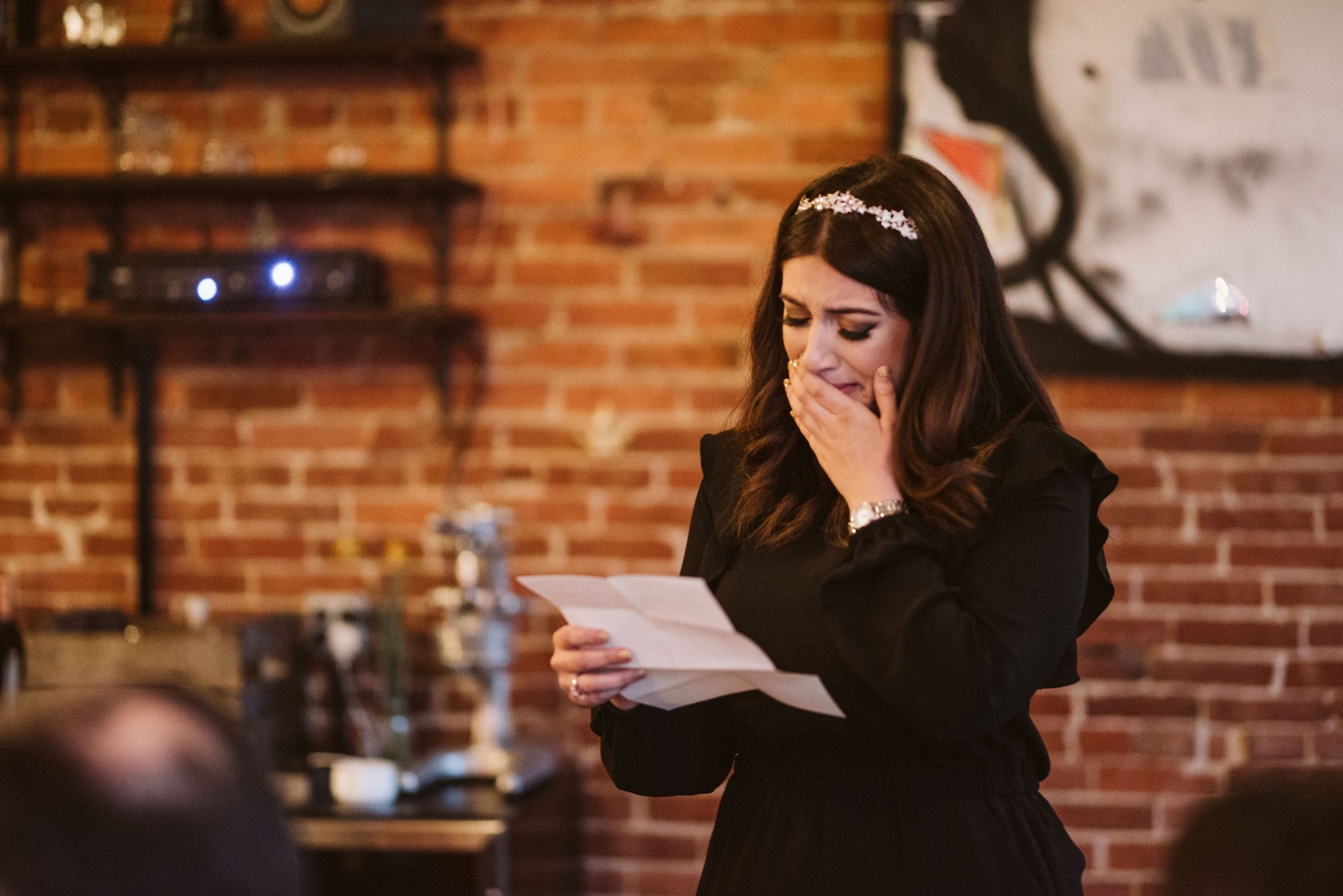  Washington DC, Baltimore Wedding Photographer, Intimate Wedding, Traditional, Classic, Big Bear Cafe, Guest Crying While Giving Speech, Happy Tears 