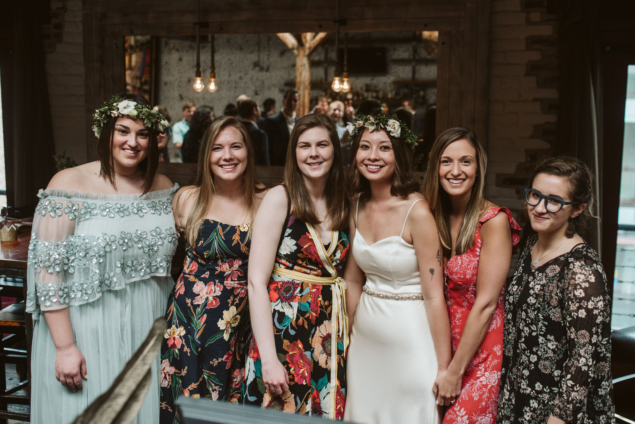  Washington DC, Baltimore Wedding Photographer, Alexandria, Old Town, Jewel Tone, Romantic, Modern, Virtue Feed &amp; Grain, Portrait of Bride with Friends After Ceremony 