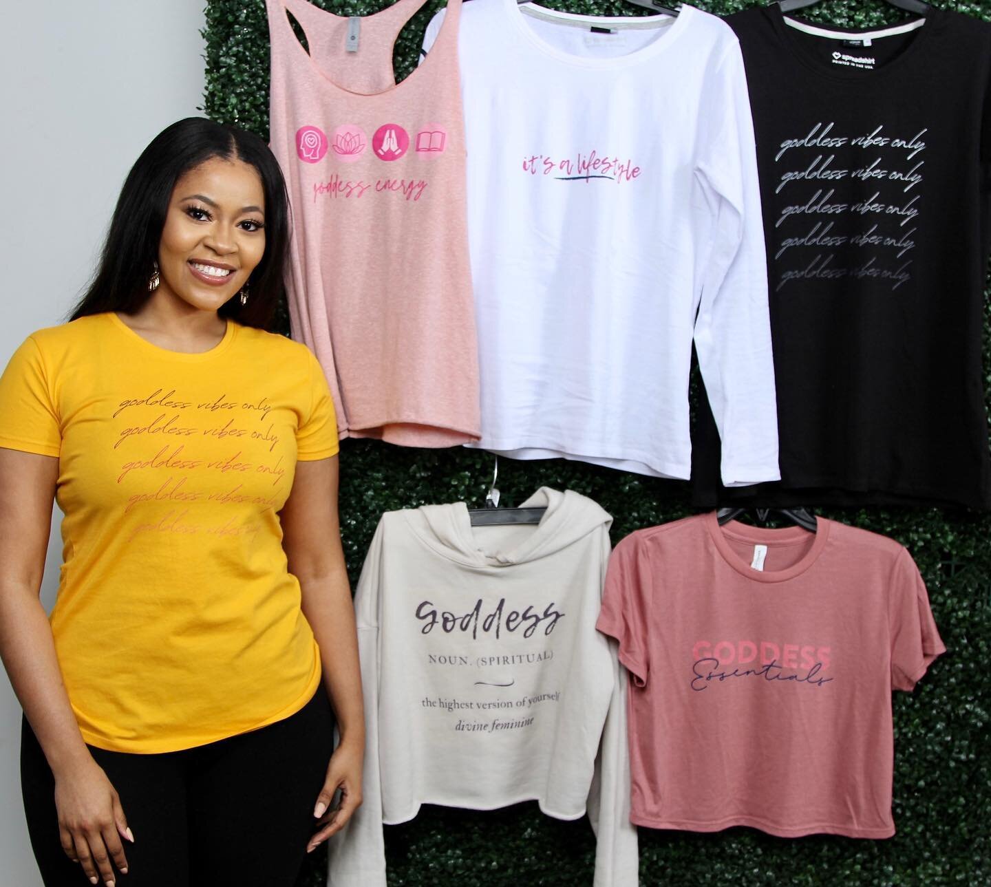 MERCH MADNESS IS FINALLY HERE. Hit the link in my bio to shop @goddessessentials.love new merchandise apparel and self-care kits! I created this collection to help every Goddess feel beautiful, confident and comfortable in the skin she&rsquo;s in.🥰❤
