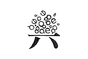 Chinese stroke = stool; western character = decoration