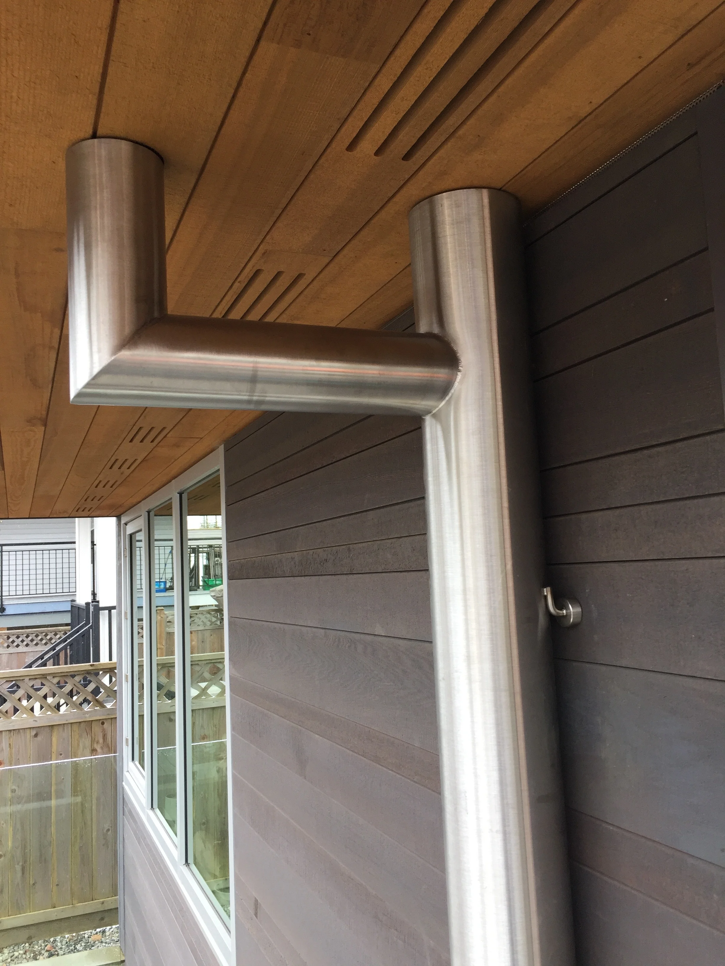  Custom 3” 4” &amp; 5” brushed stainless steel downspouts. Peterborough, Kawartha Lakes, Haliburton 