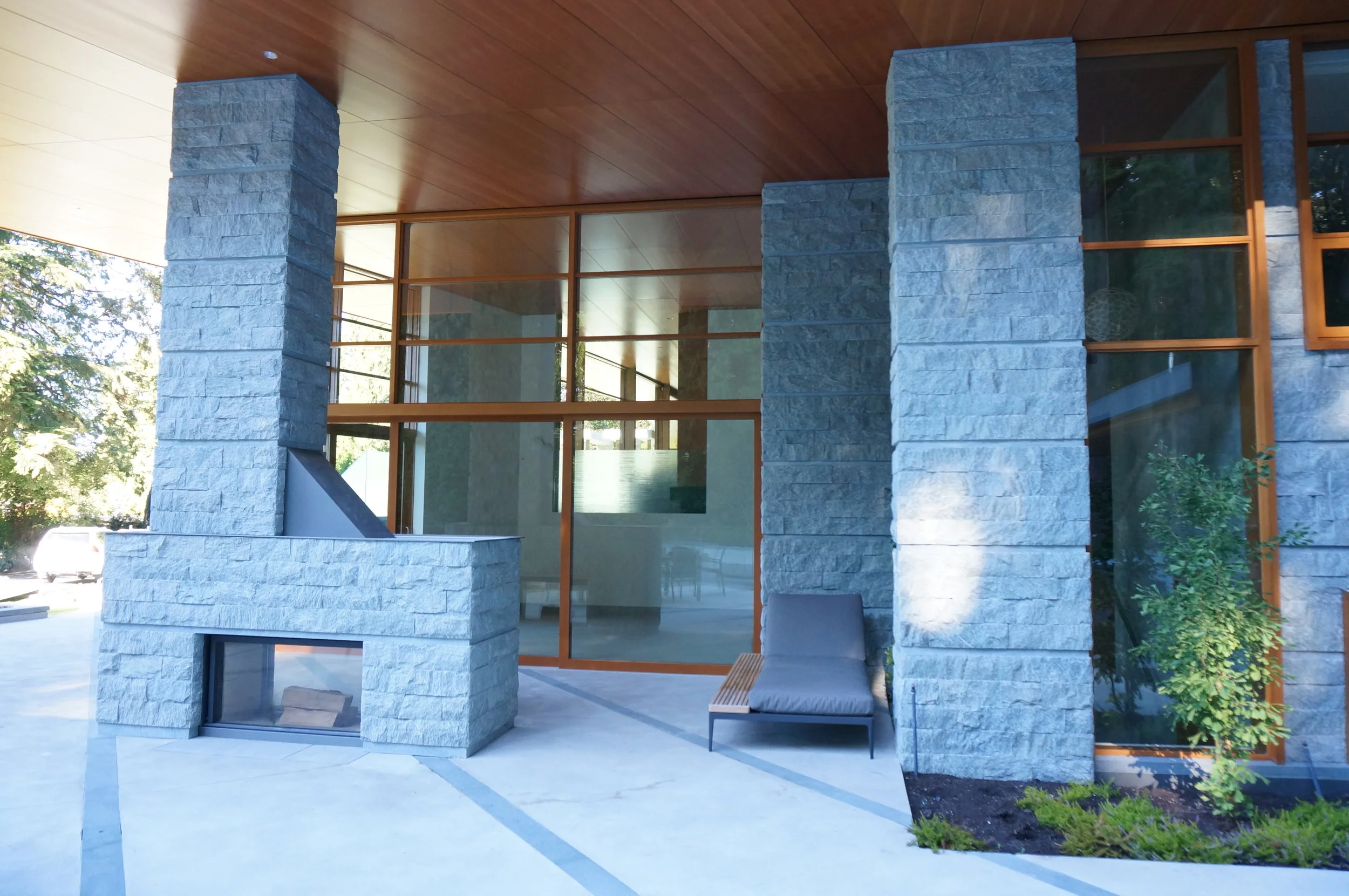  Modern exterior wood fireplace. Peterborough County, Kawartha Lakes, Haliburton County 