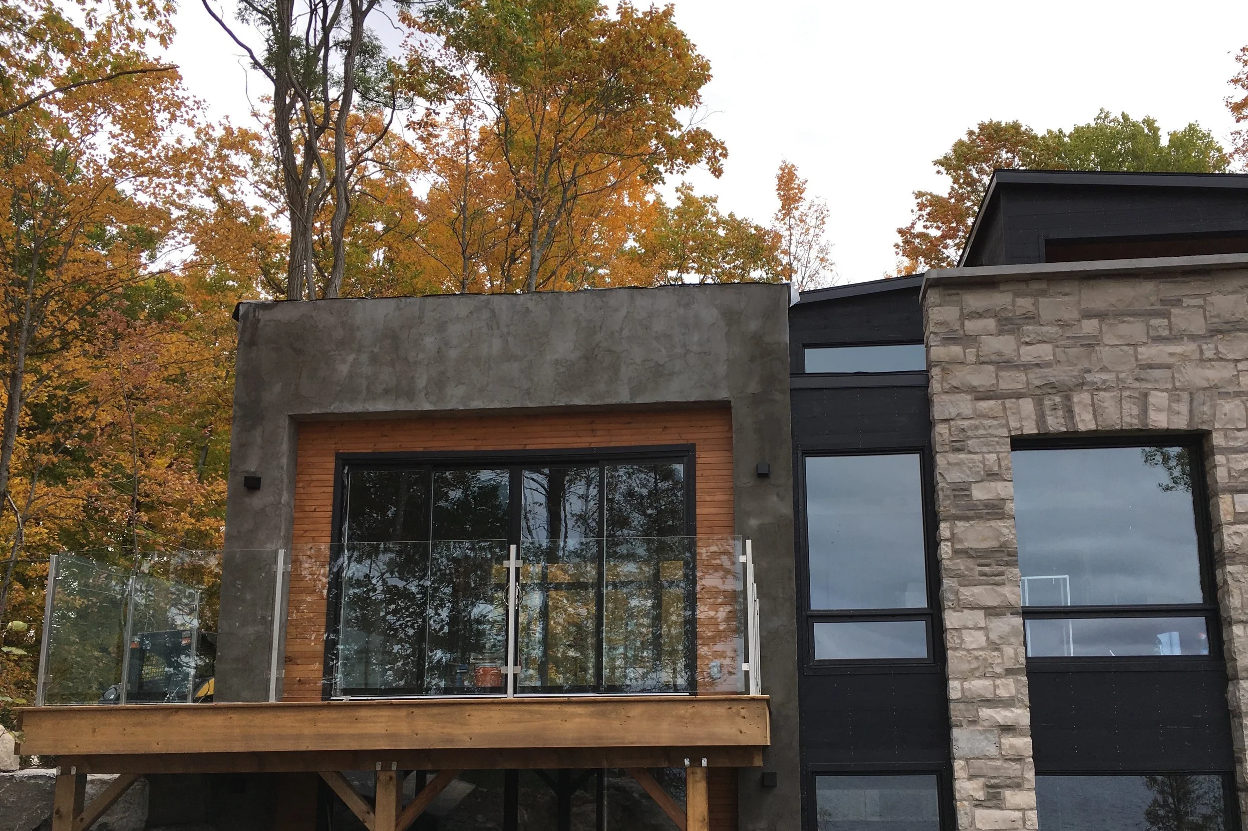  Exterior deck glass and stainless guard rail,  Modern Cottage on Stoney Lake 