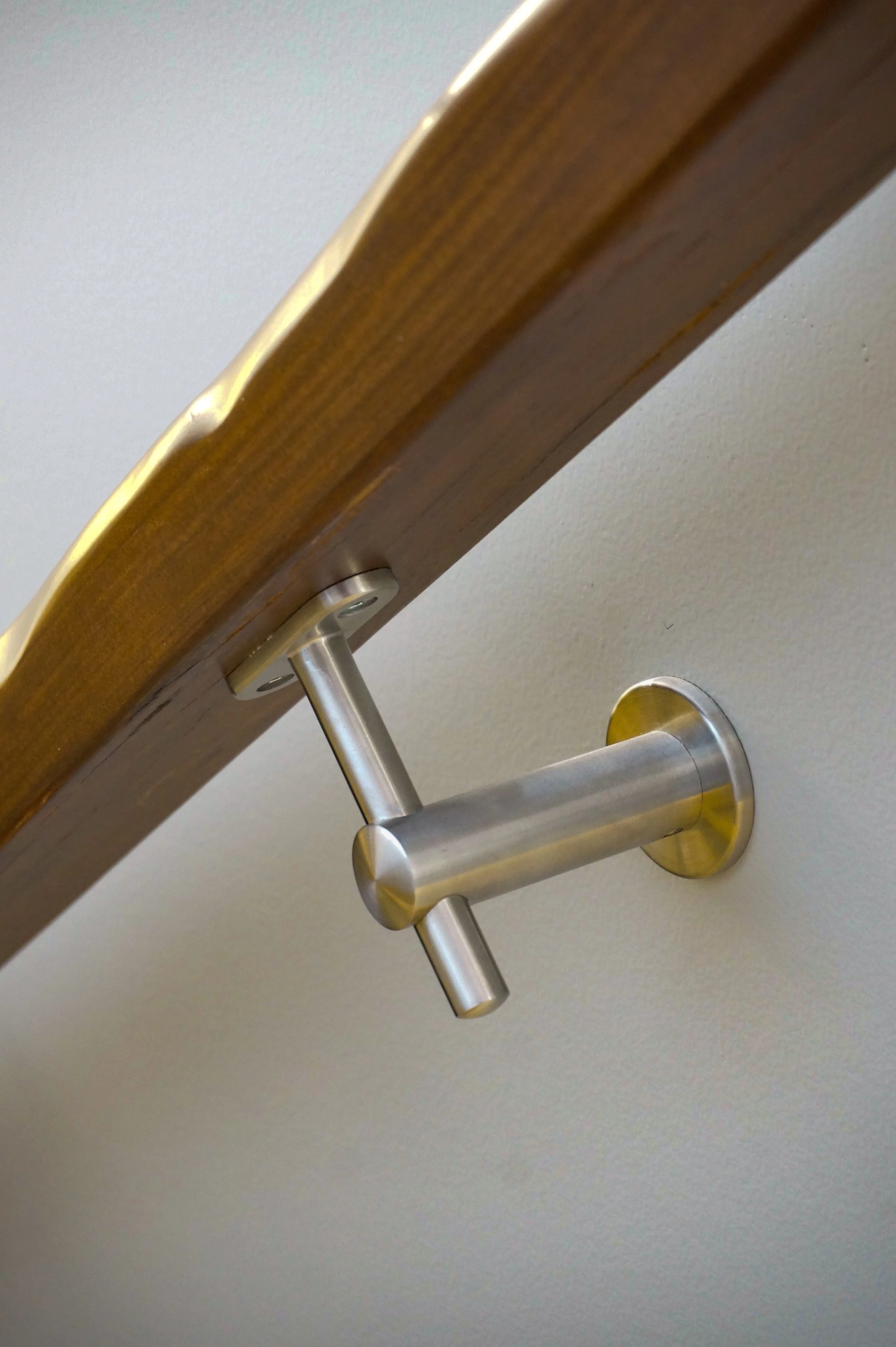  Ipe wood handrail, stainless wall mounted handrail bracket 