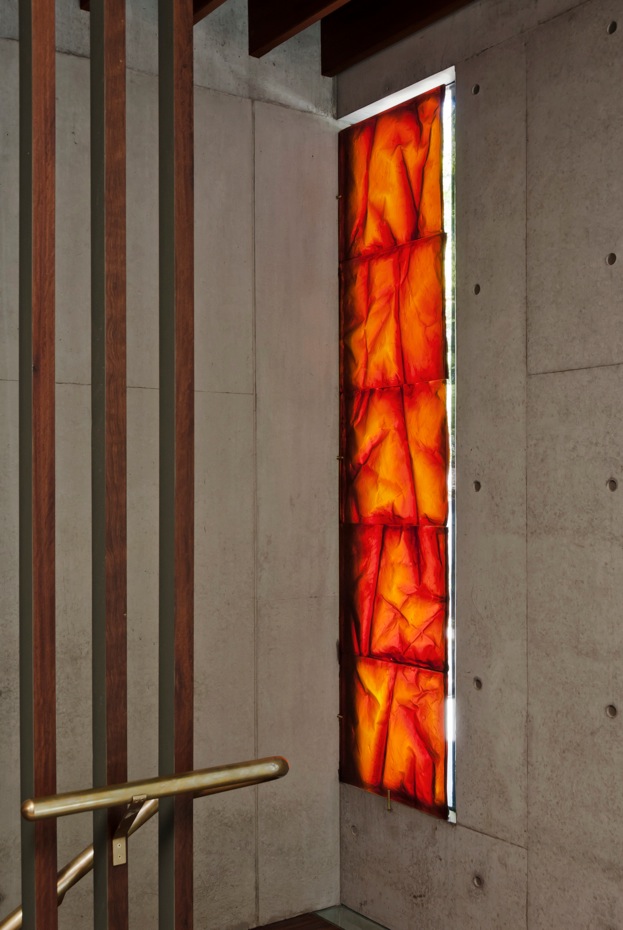 Chiarosucro , 2014, 2.3m high x 60cm wide x 5cm deep, cast crystal and brass. Photo: Greg Piper.