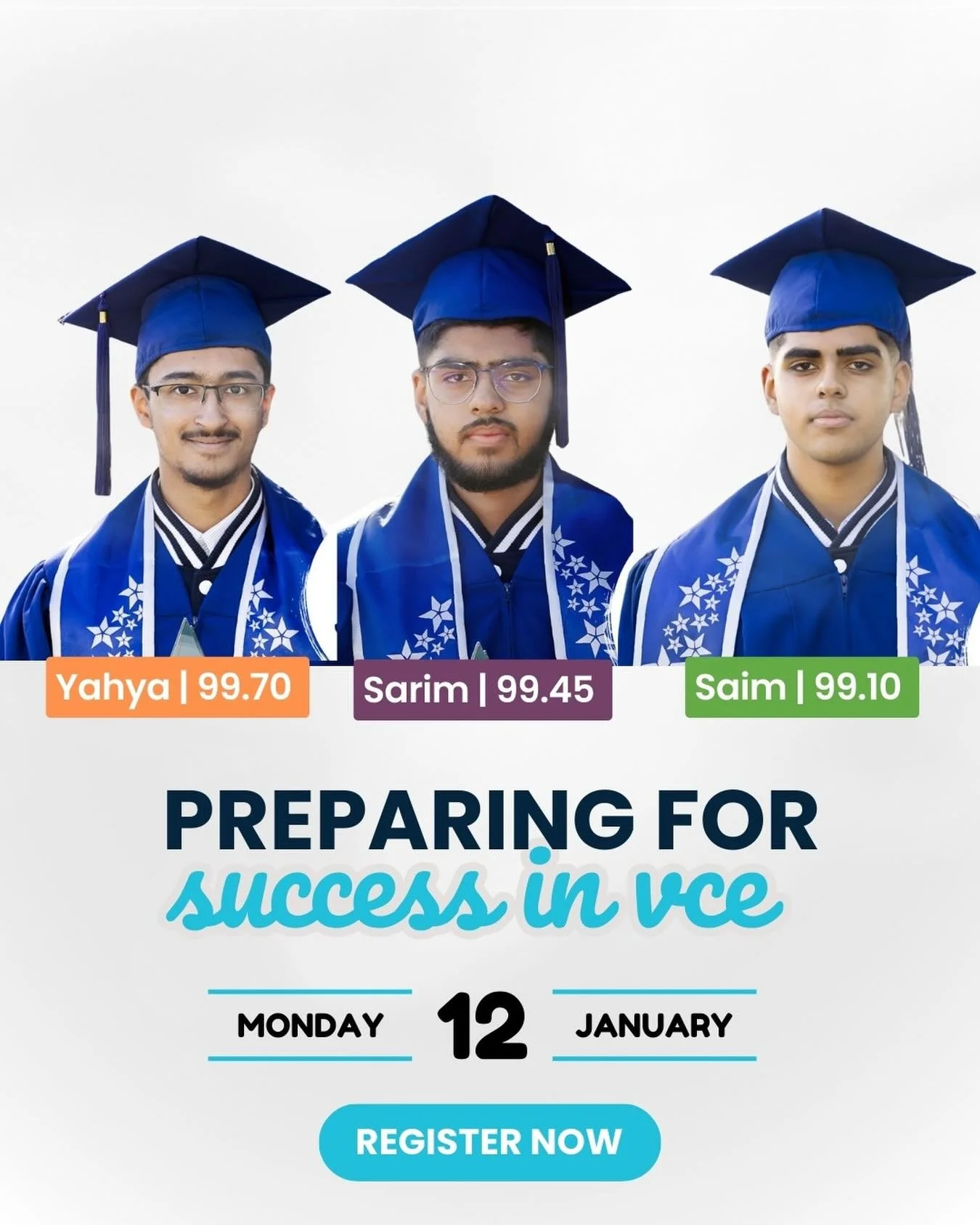 Don&rsquo;t waste your holidays cramming the wrong way.

Join 3 recent grads who scored 99+ ATARs as they share everything they wish they knew before starting VCE.

✅ Build the mindset that actually lasts
✅ Create a system for SACs &amp; exams
✅ Stud