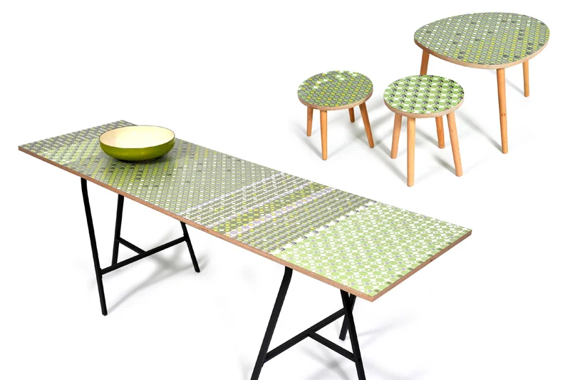  Green Sampler formica table tops. 