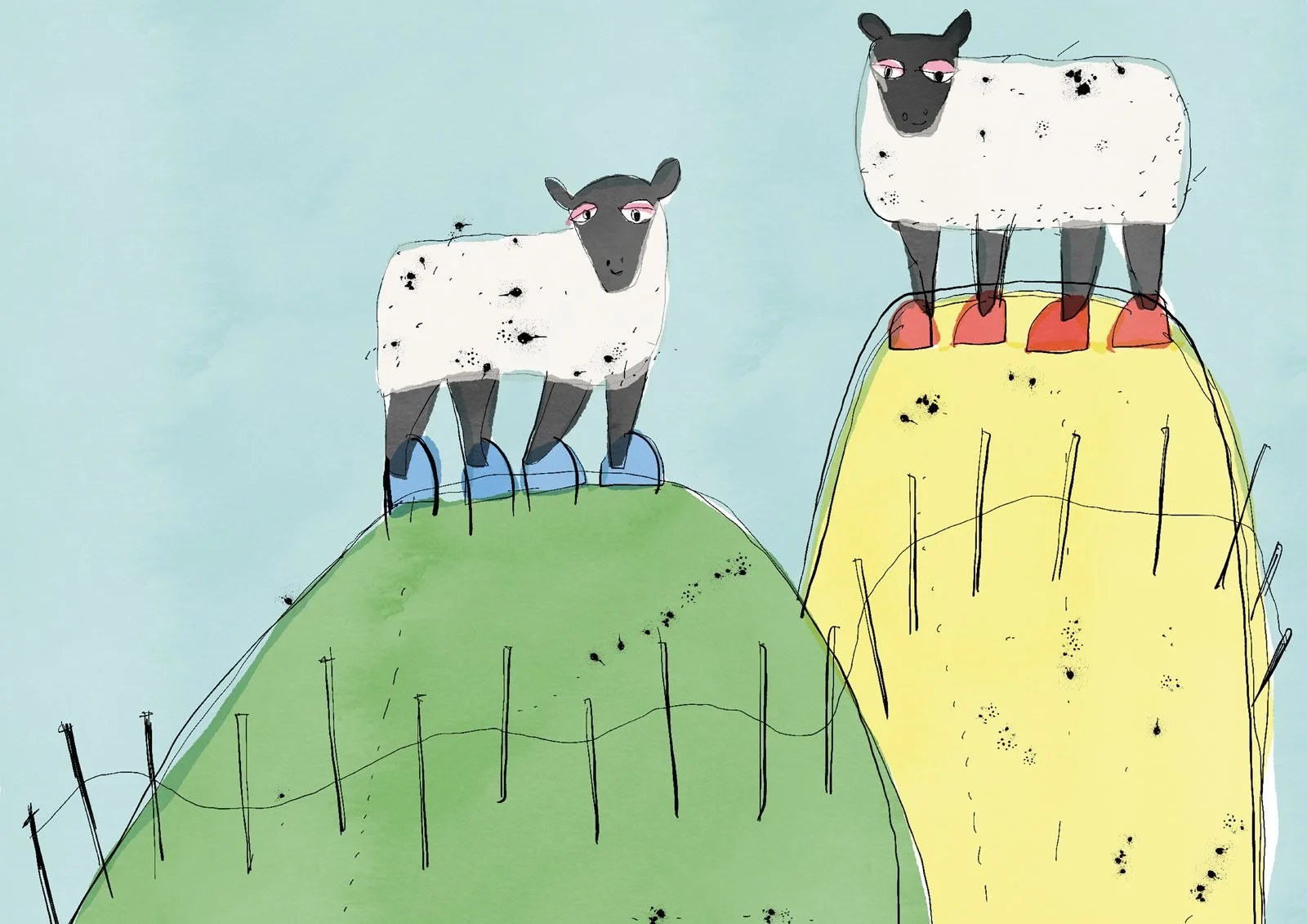 Lambs on Hill 60 x 42cm. copy.jpg