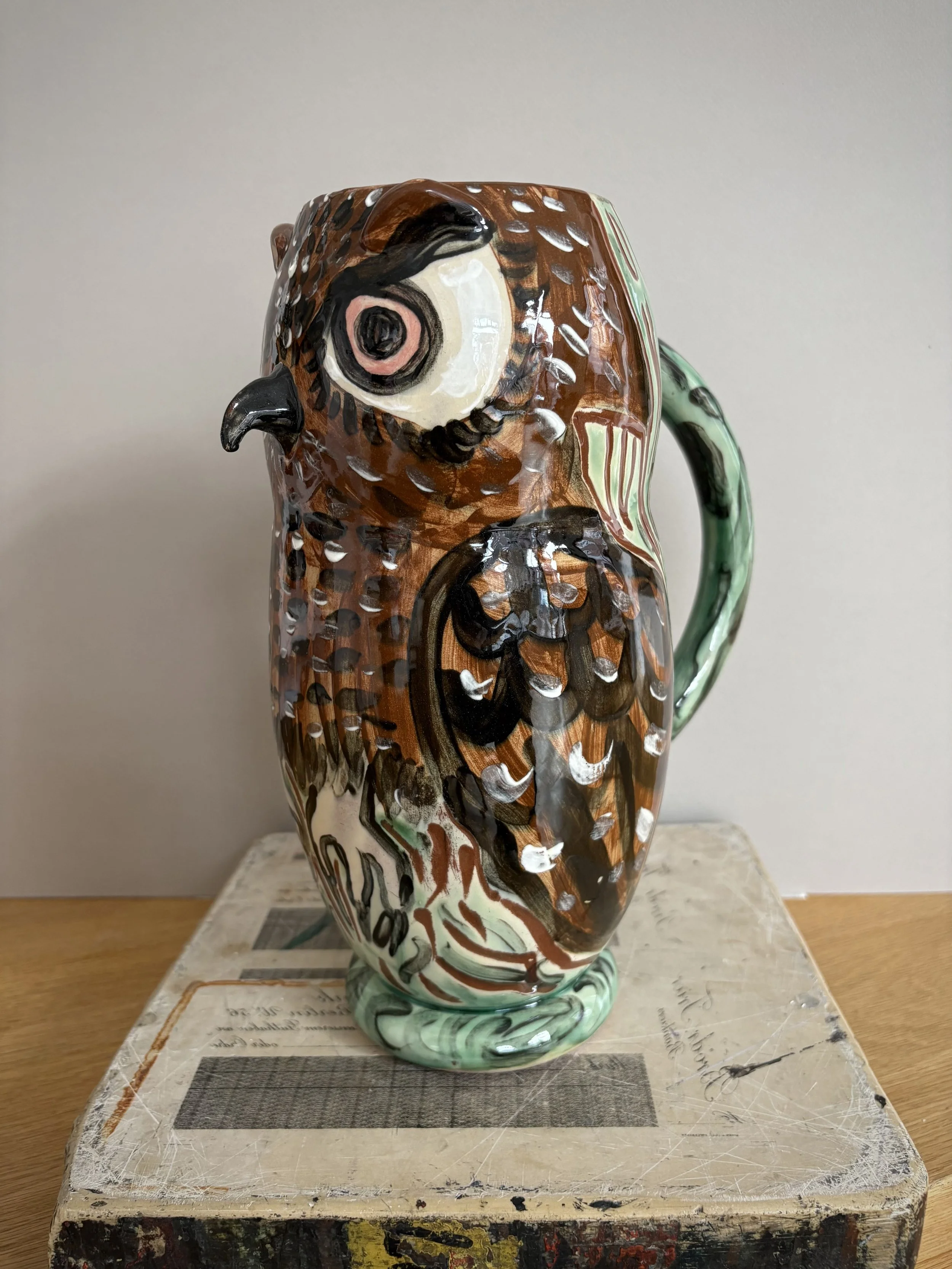 Pylle Søndergaard, ‘Owl With Handle’, ceramic unique owl made of glazed pottery