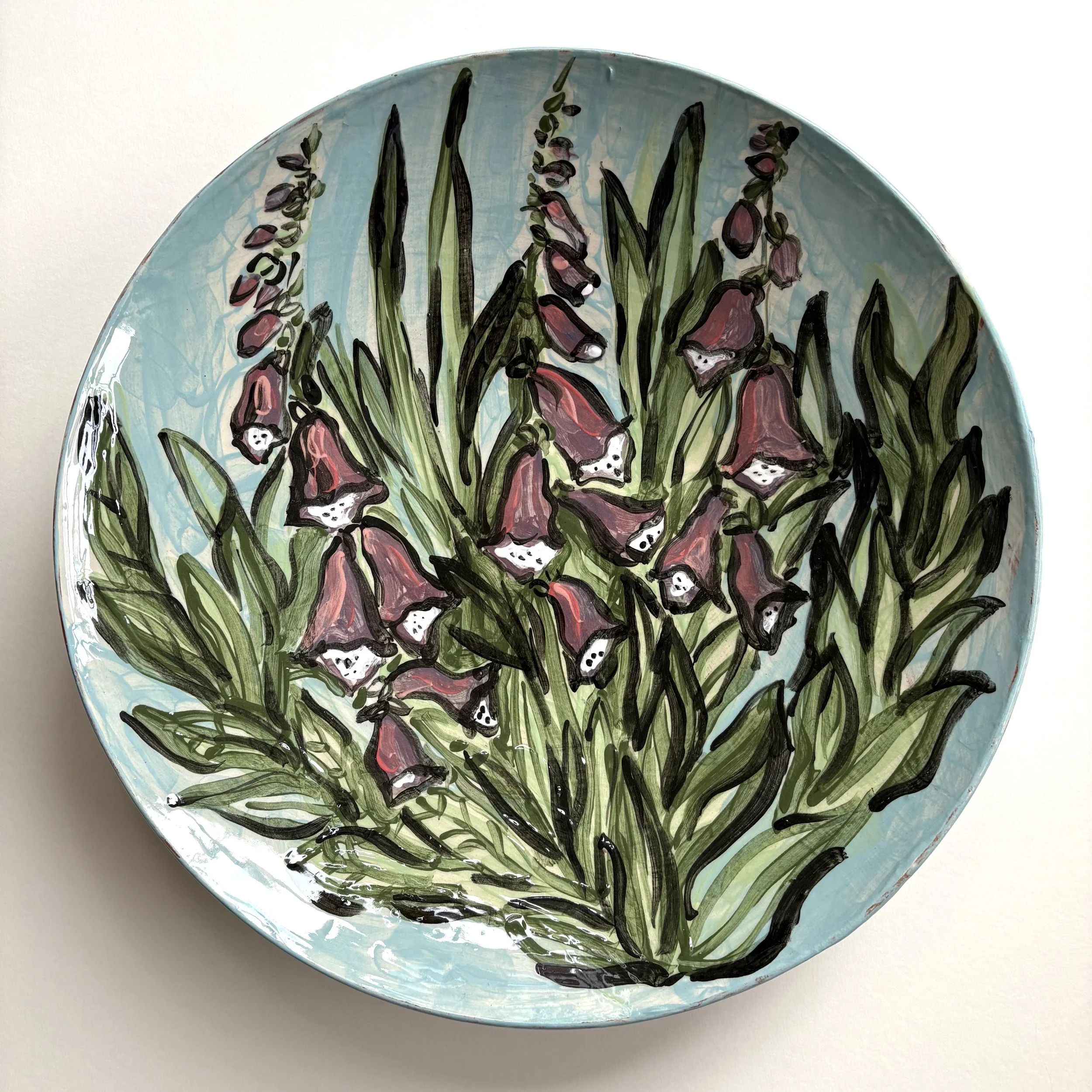 Pylle Søndergaard, large unique dish in glazed pottery, Flora danica