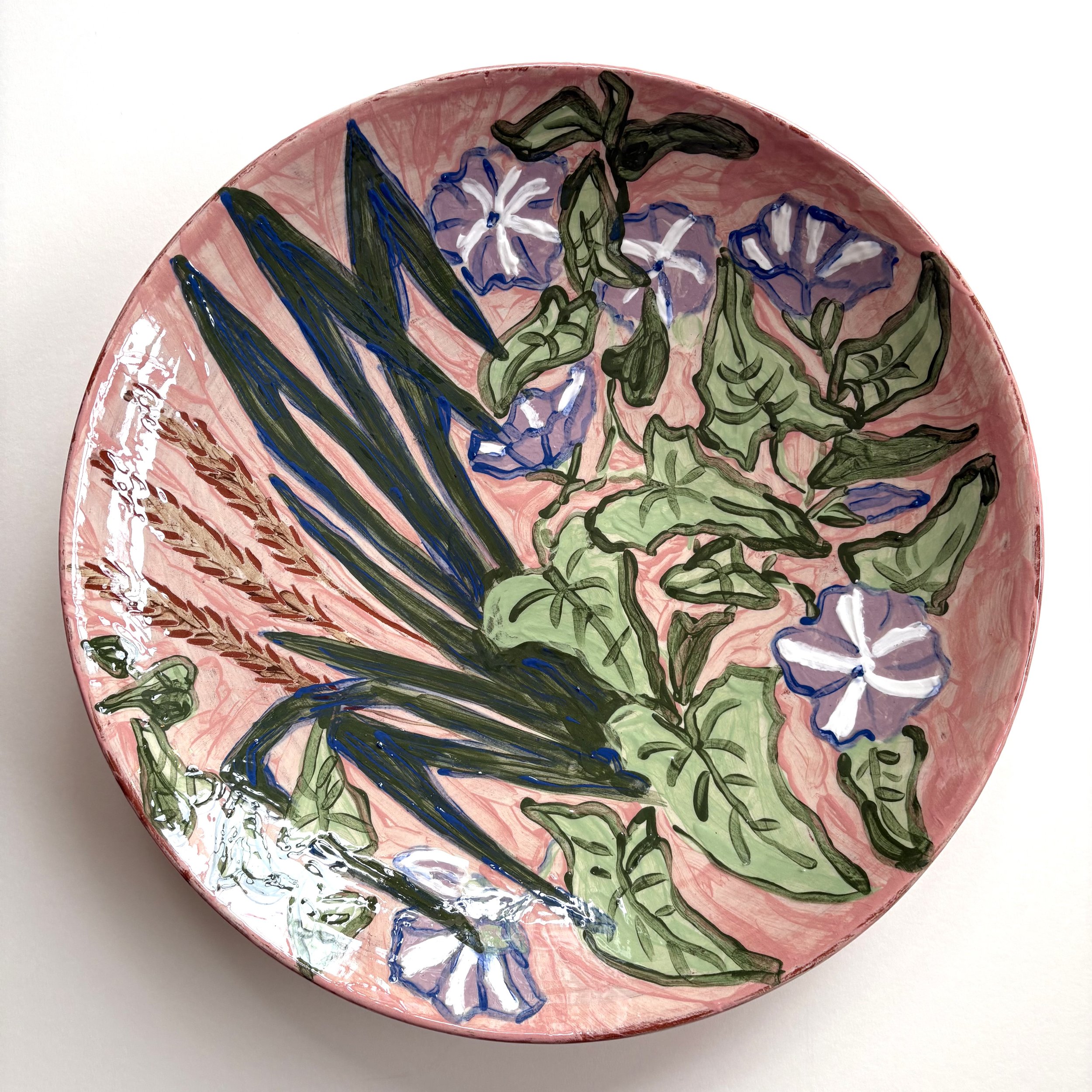 Pylle Søndergaard, large unique dish in glazed pottery, Flora Danica