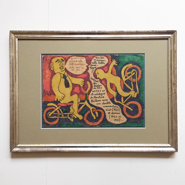 Yvon Taillandier (1926-2018) Ink drawing from 1978. &ldquo;Enveloppes peintes&rdquo; 🚴🏿&zwj;♀️✉️indrammet i h&aring;ndfors&oslash;lvet antik ramme. Samt UV glas.
M&aring;l 52x38 cm. 8600 DKK.
#yvontaillandier #drawing #antik #art #frenchartist