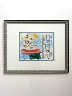 Original signed gouache, with antique frame