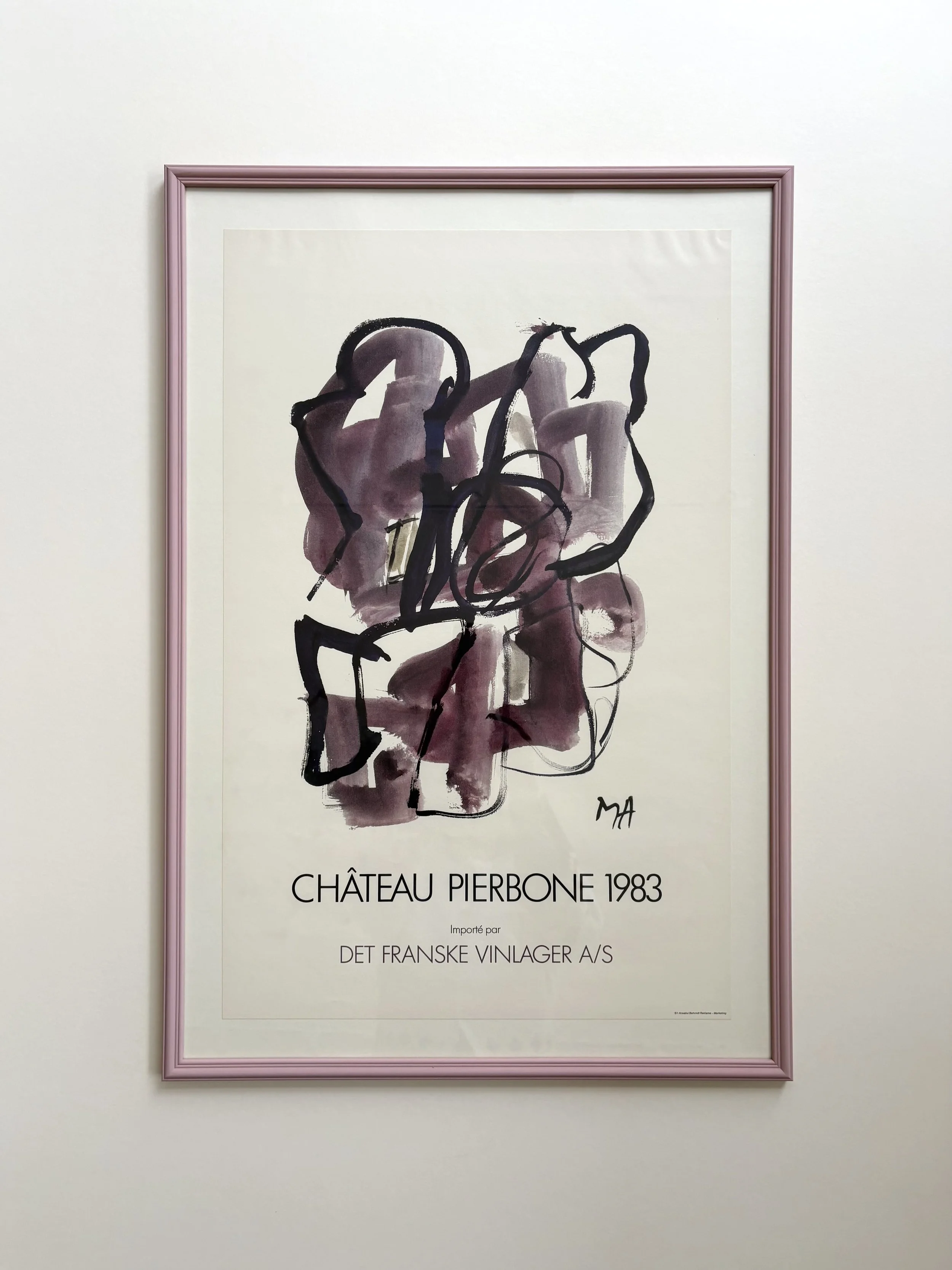 Mogens Andersen, offset poster from 1983, with hand painted frame