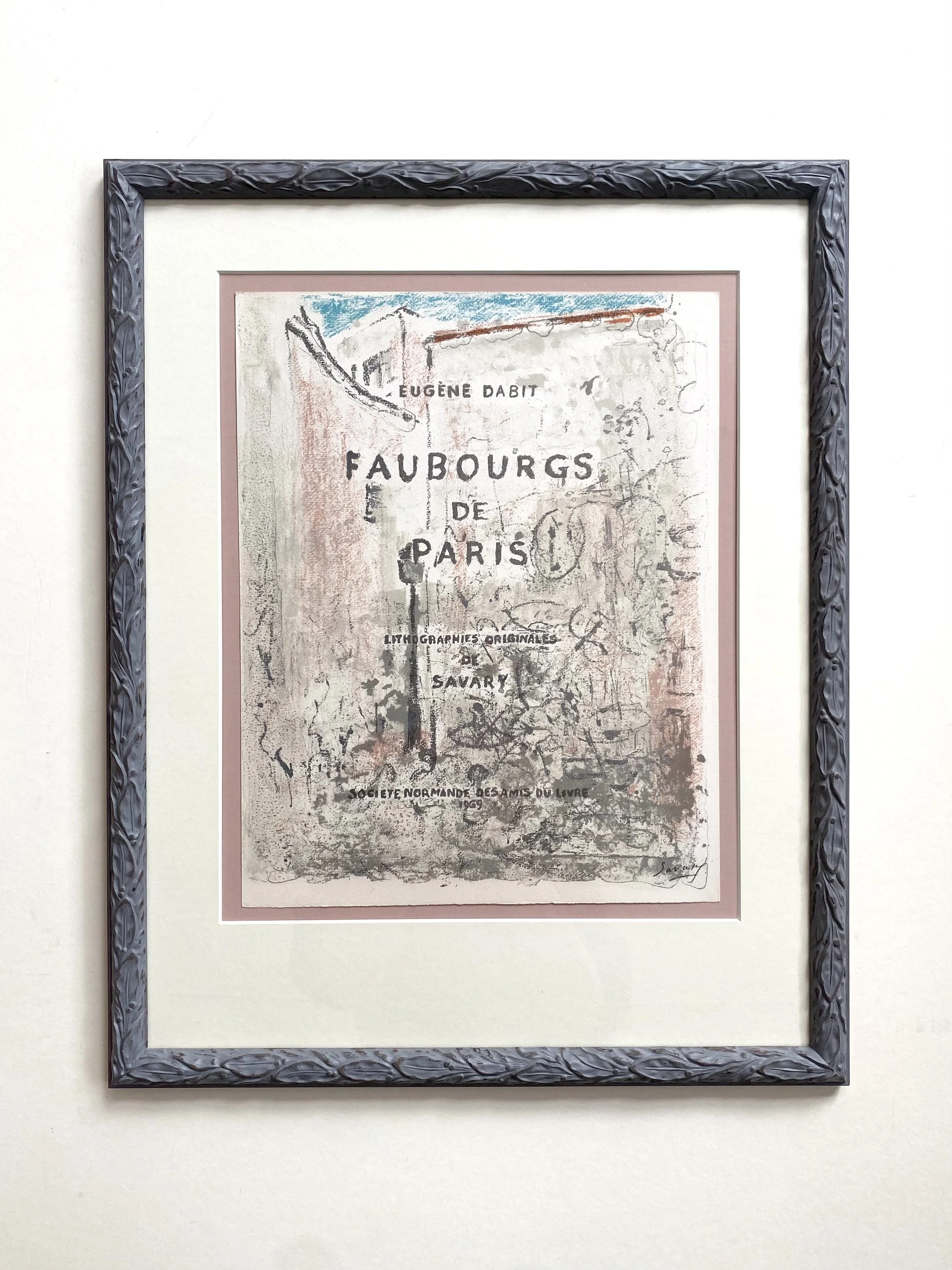 Robert Savary, original lithographic poster from 1969, with hand painted frame