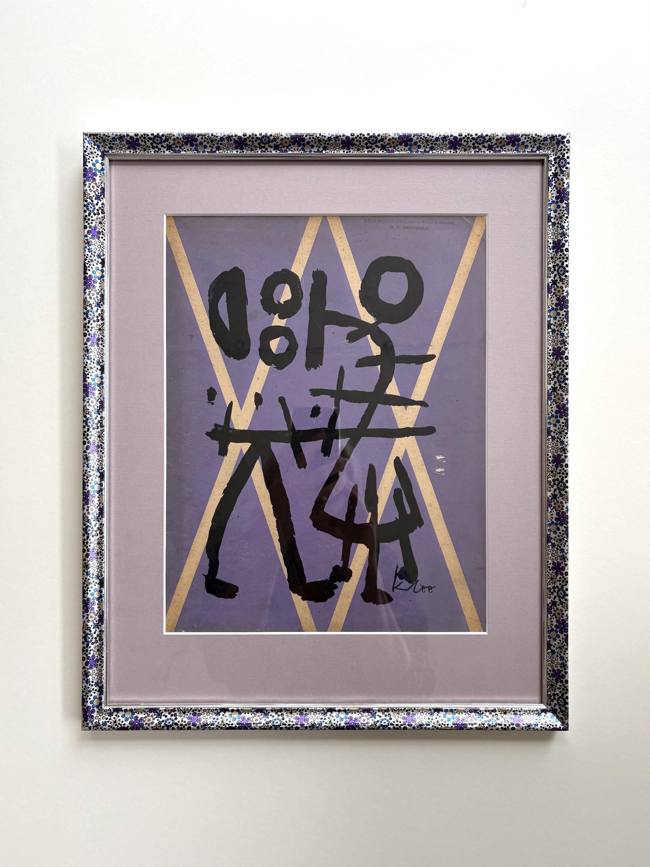 Paul Klee, original lithographic 'Verve' book cover from 1952, with vintage frame