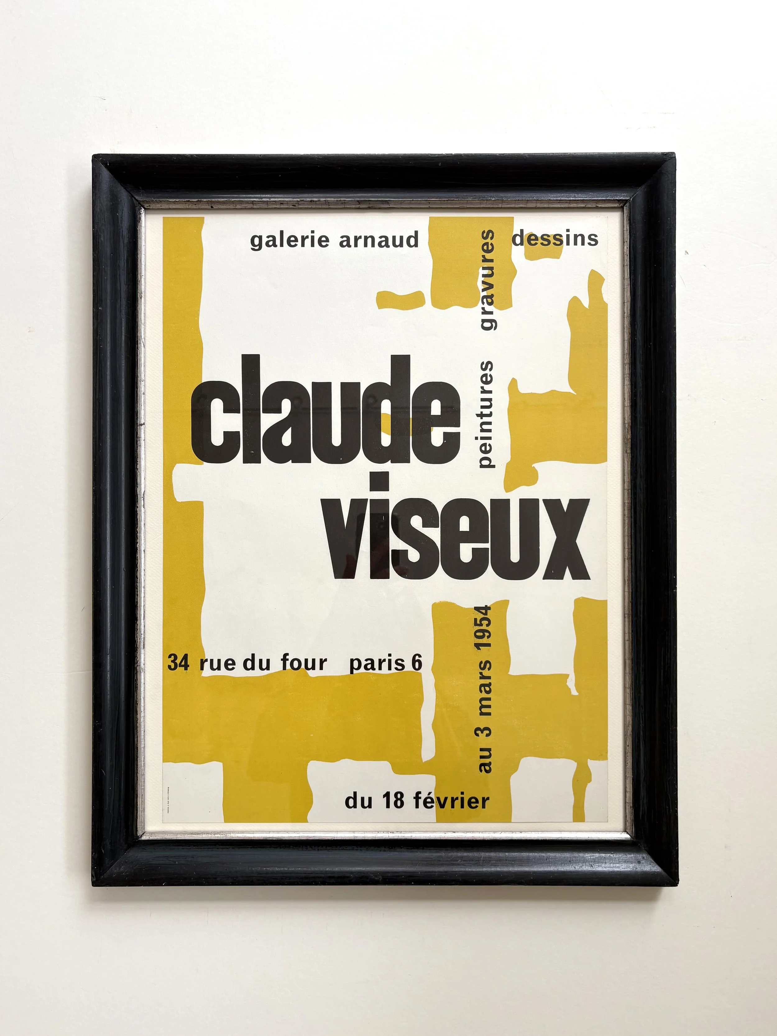 Claude Viseux, original lithographic poster from 1954, framed in an  antique black frame
