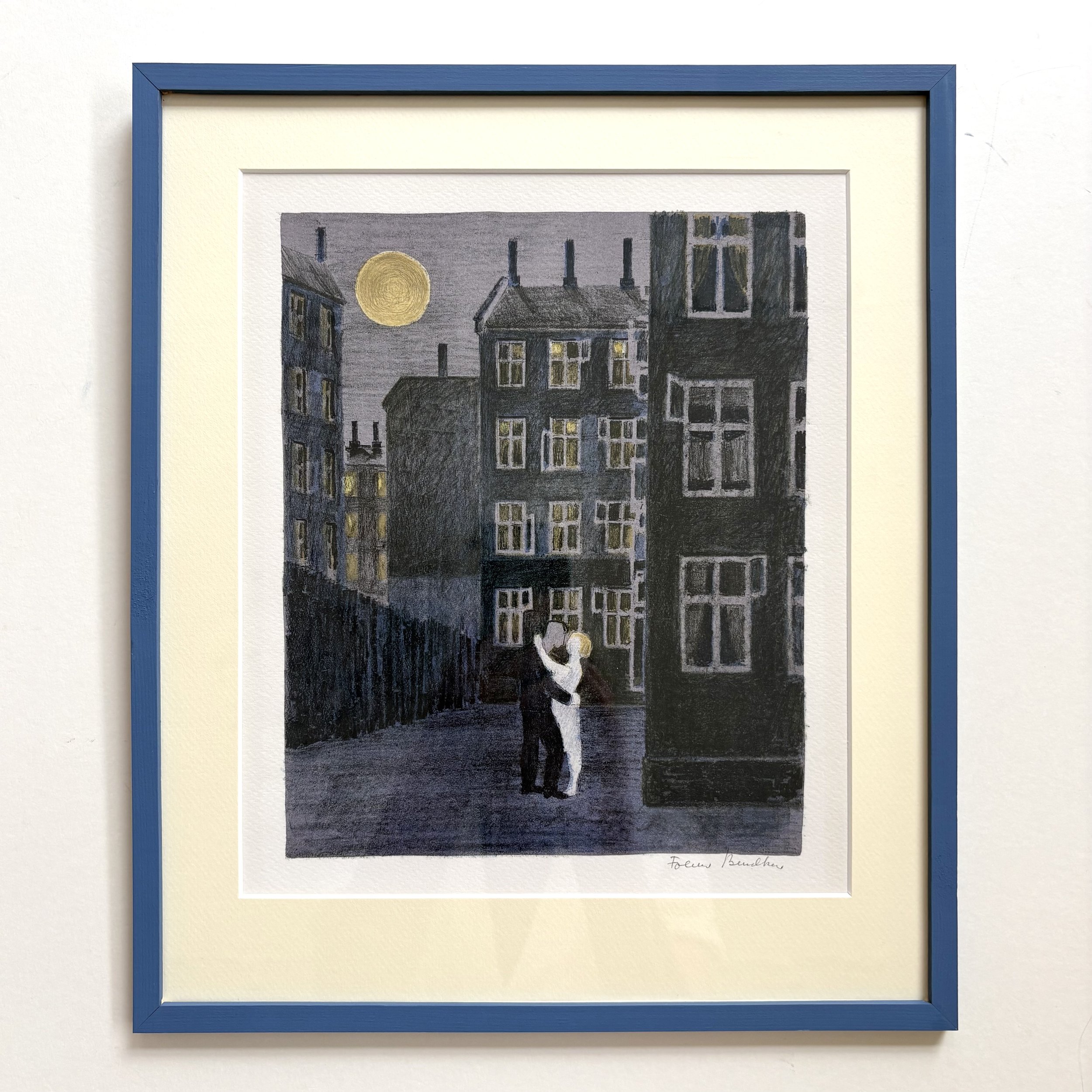 Reprint of an original lithograph made by Folmer Bendtsen, with hand painted frame