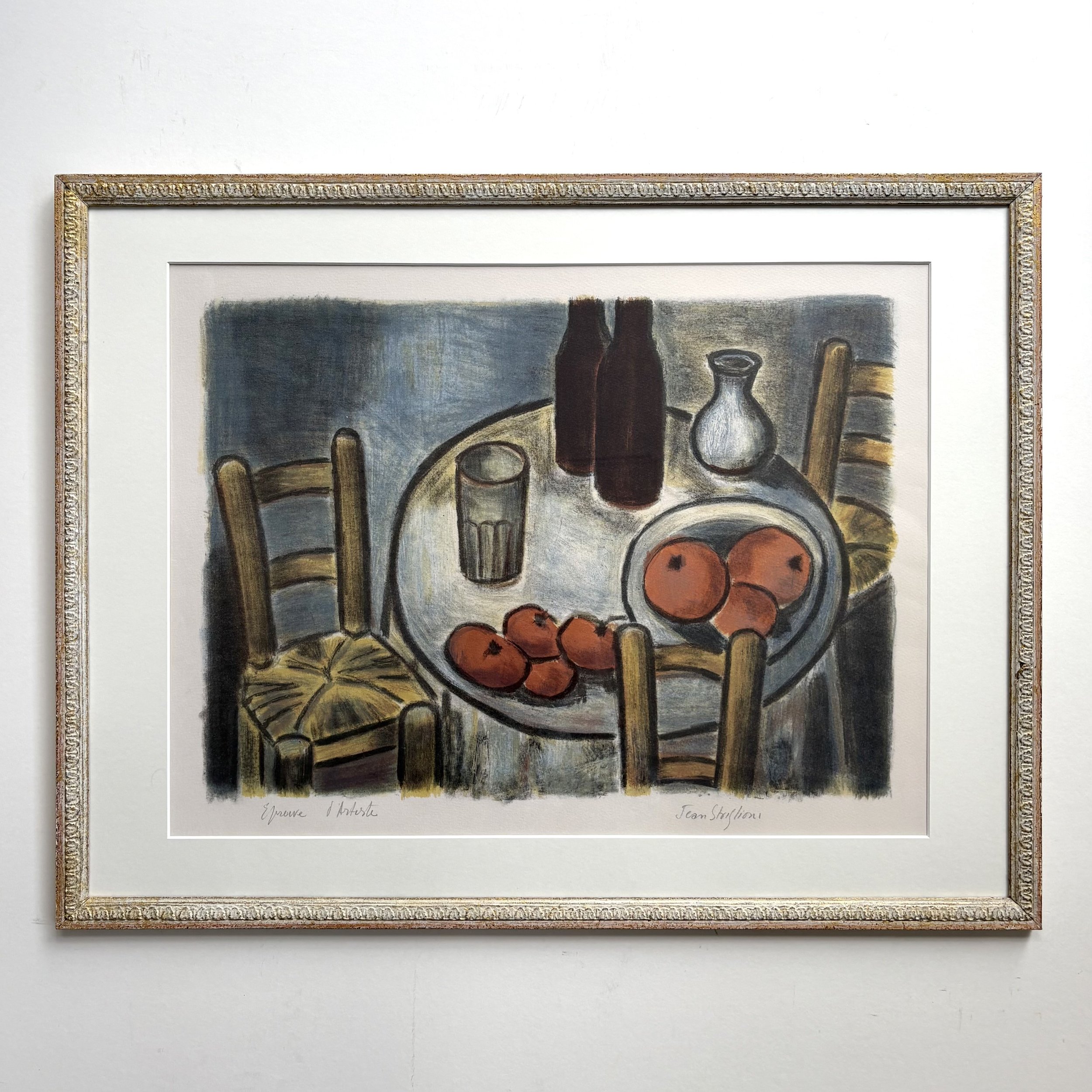 Jean Striglioni, original signed lithograph, with antique frame