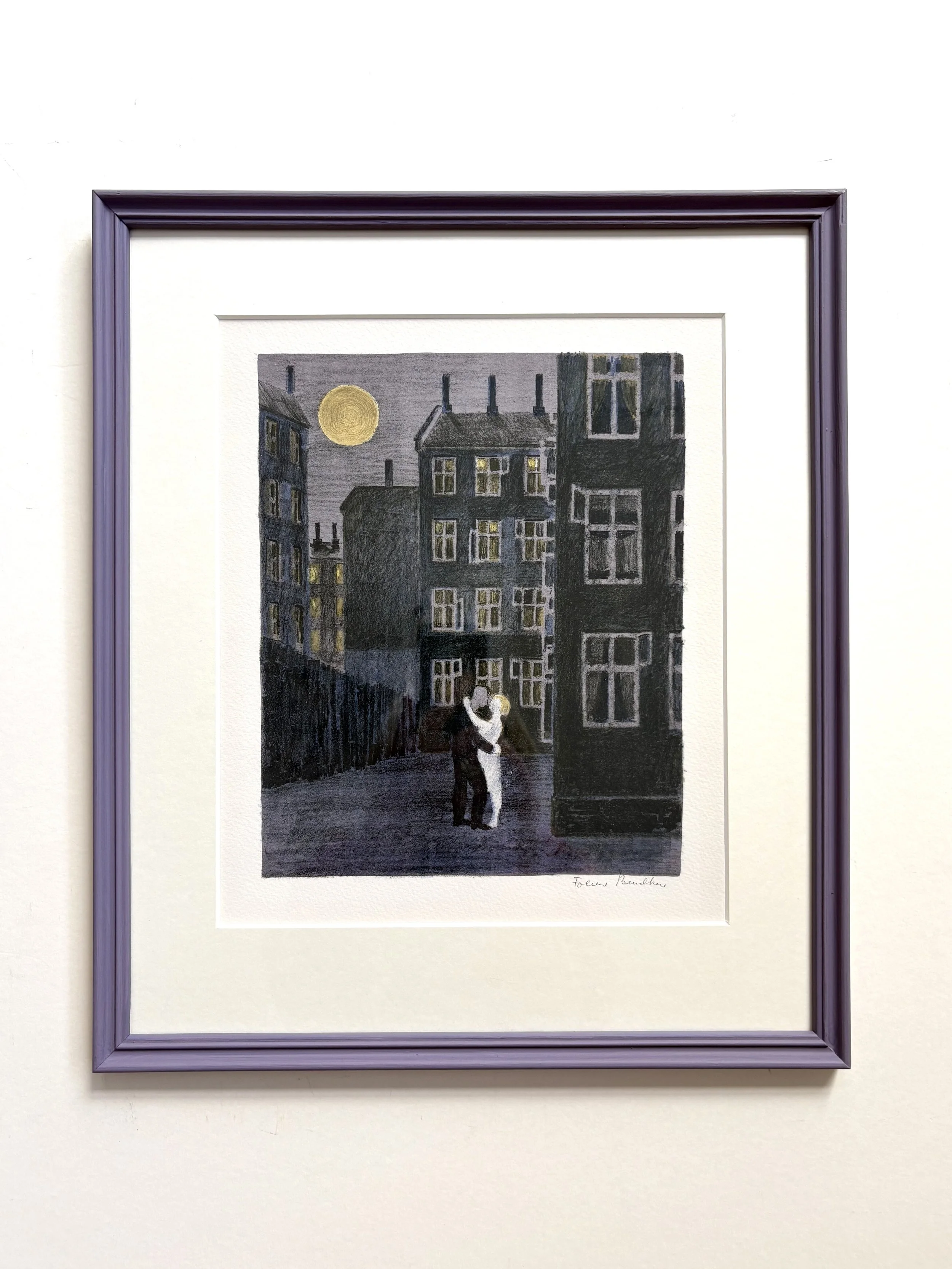 Reprint of an original lithograph made by Folmer Bendtsen, with hand painted frame