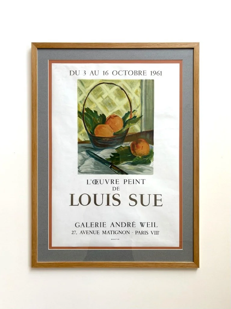 Louis Süe, original lithographic poster from 1961, with oak frame