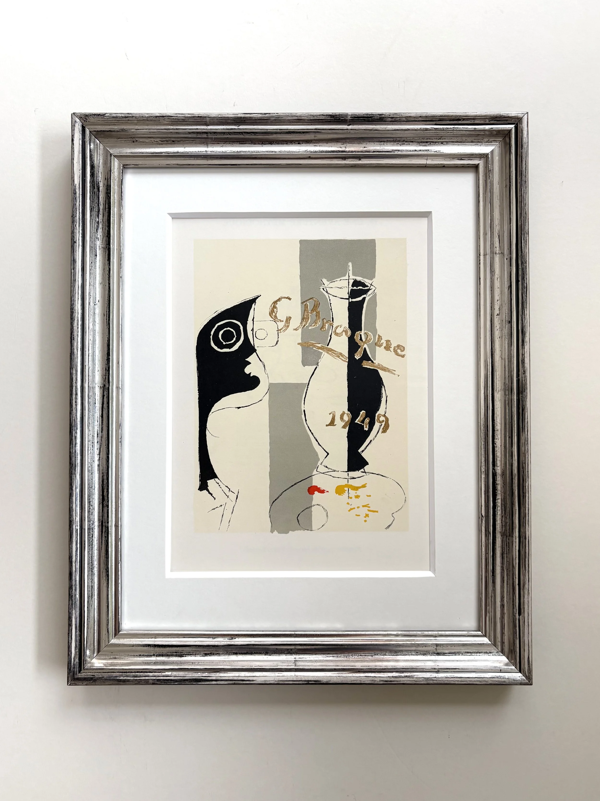 Georges Braque,  a smaller lithograph from 1963, with antique frame