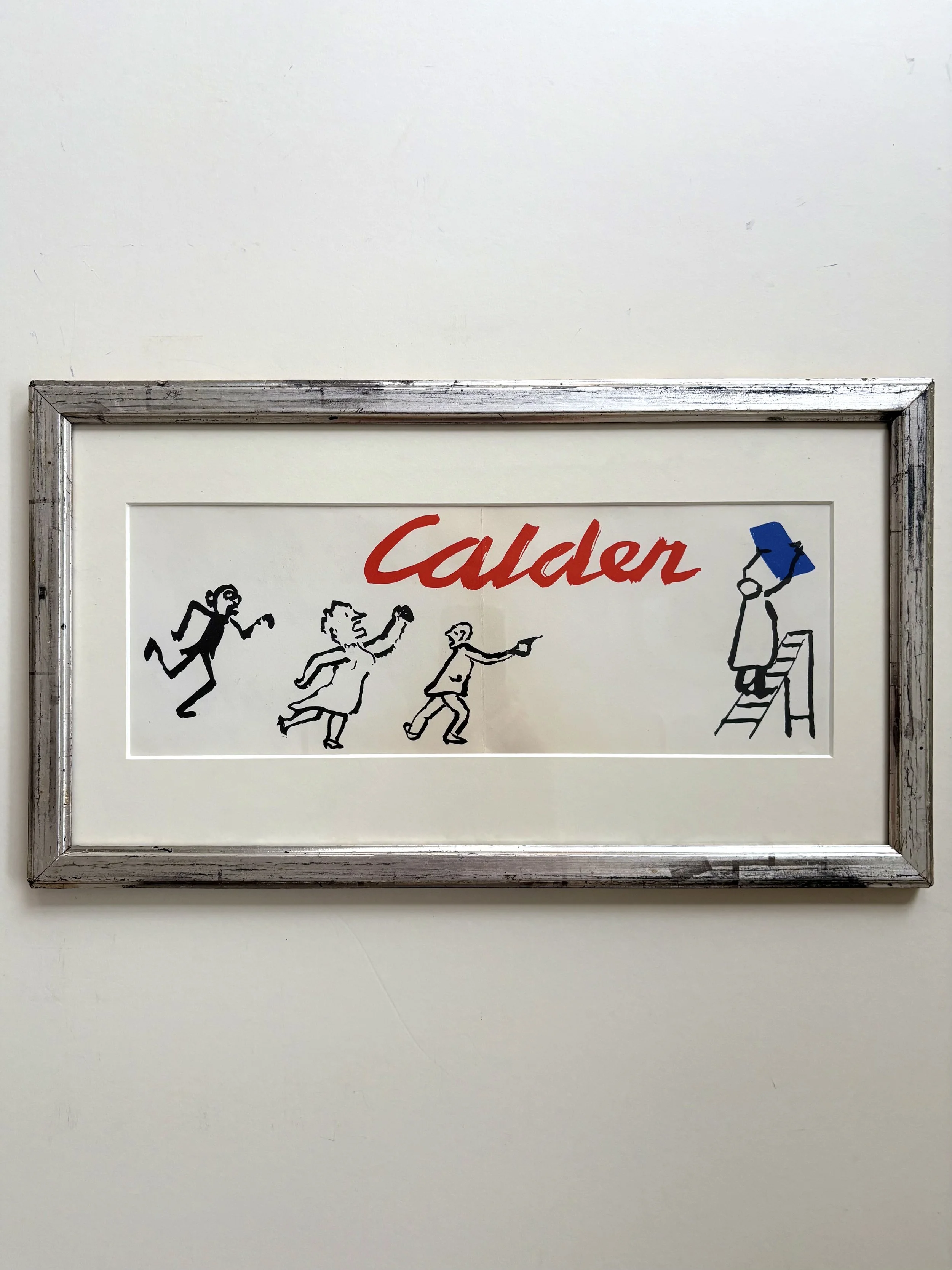 Alexander Calder, invitation from exhibition held at Galerie Maeght in 1968, with antique silver frame