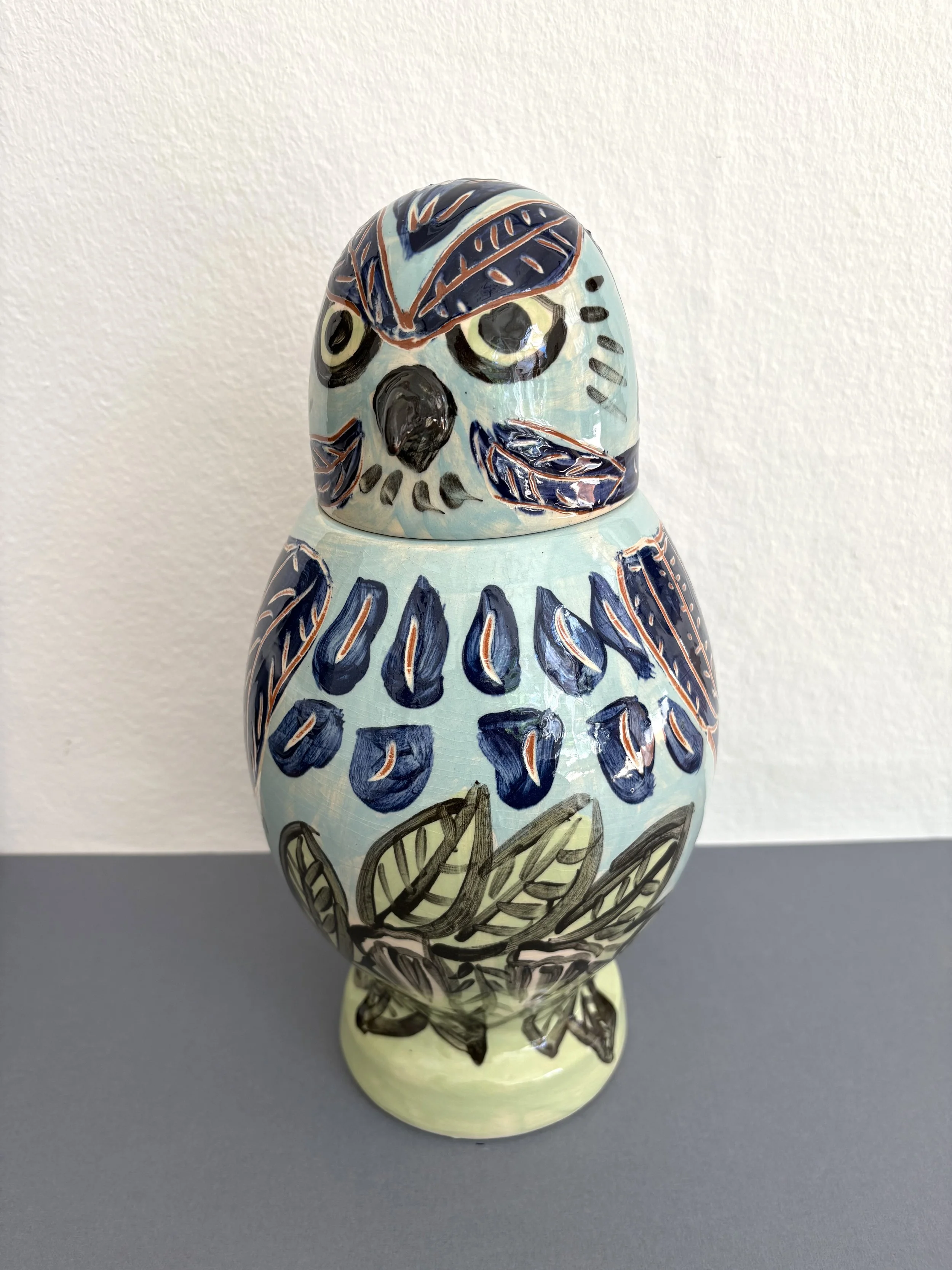 Pylle Søndergaard, ‘Owl With Lid’, ceramic unique piece made of glazed pottery