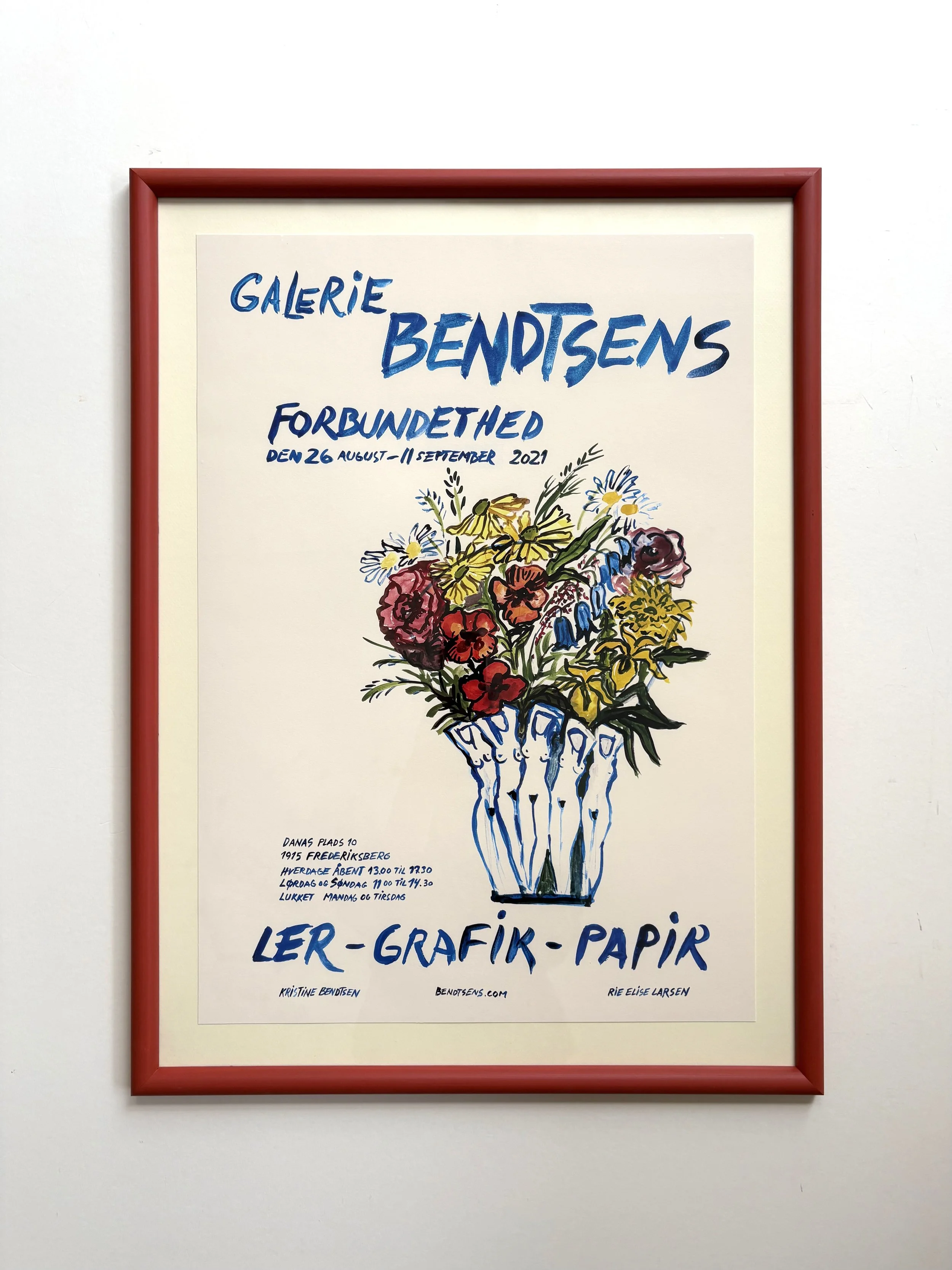 Poster with artwork by Pylle Søndergaard was designed for our exhibition in 2021., with hand painted frame