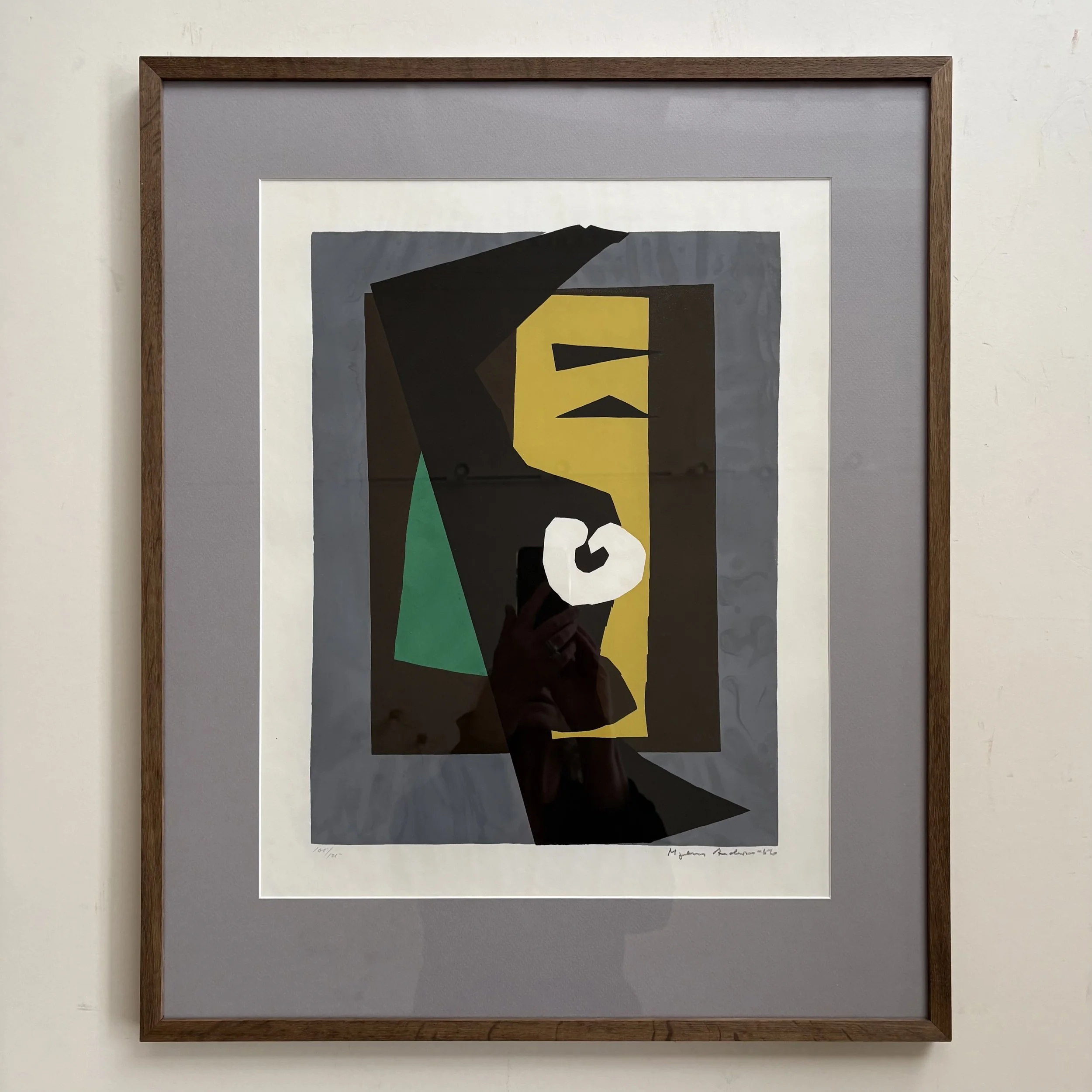 Mogens Andersen, signed serigraph from 1956, with wooden frame