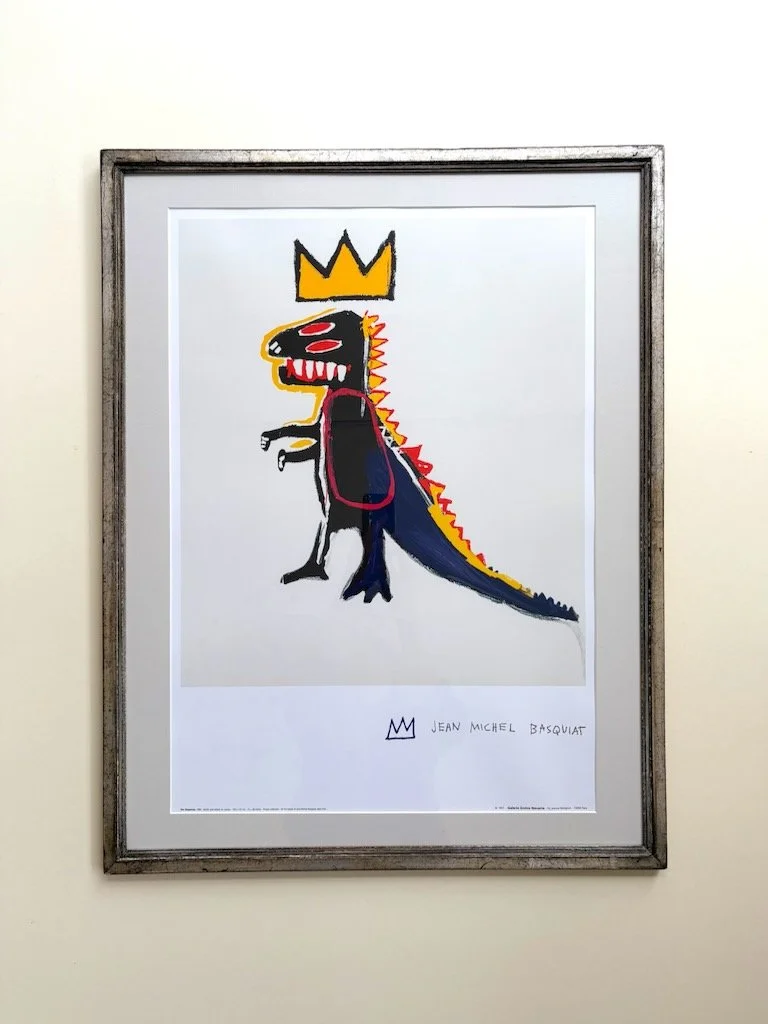 Jean-Michel Basquiat, original lithographic poster from 1997, with antique frame