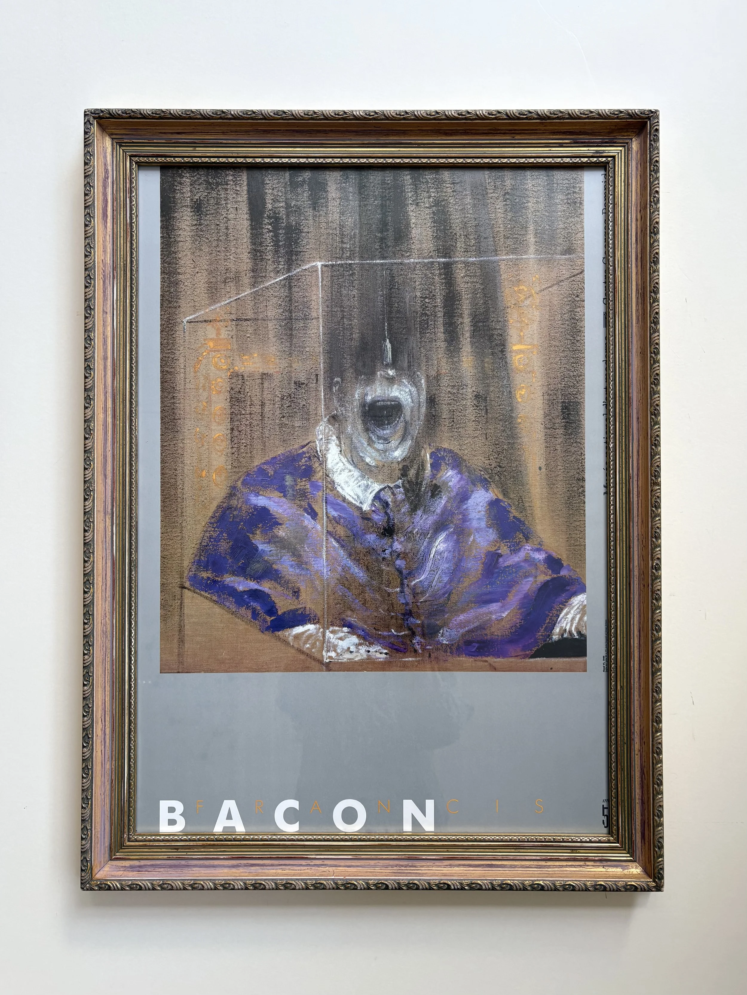 Francis Bacon, original vintage poster from 1988, with antique frame