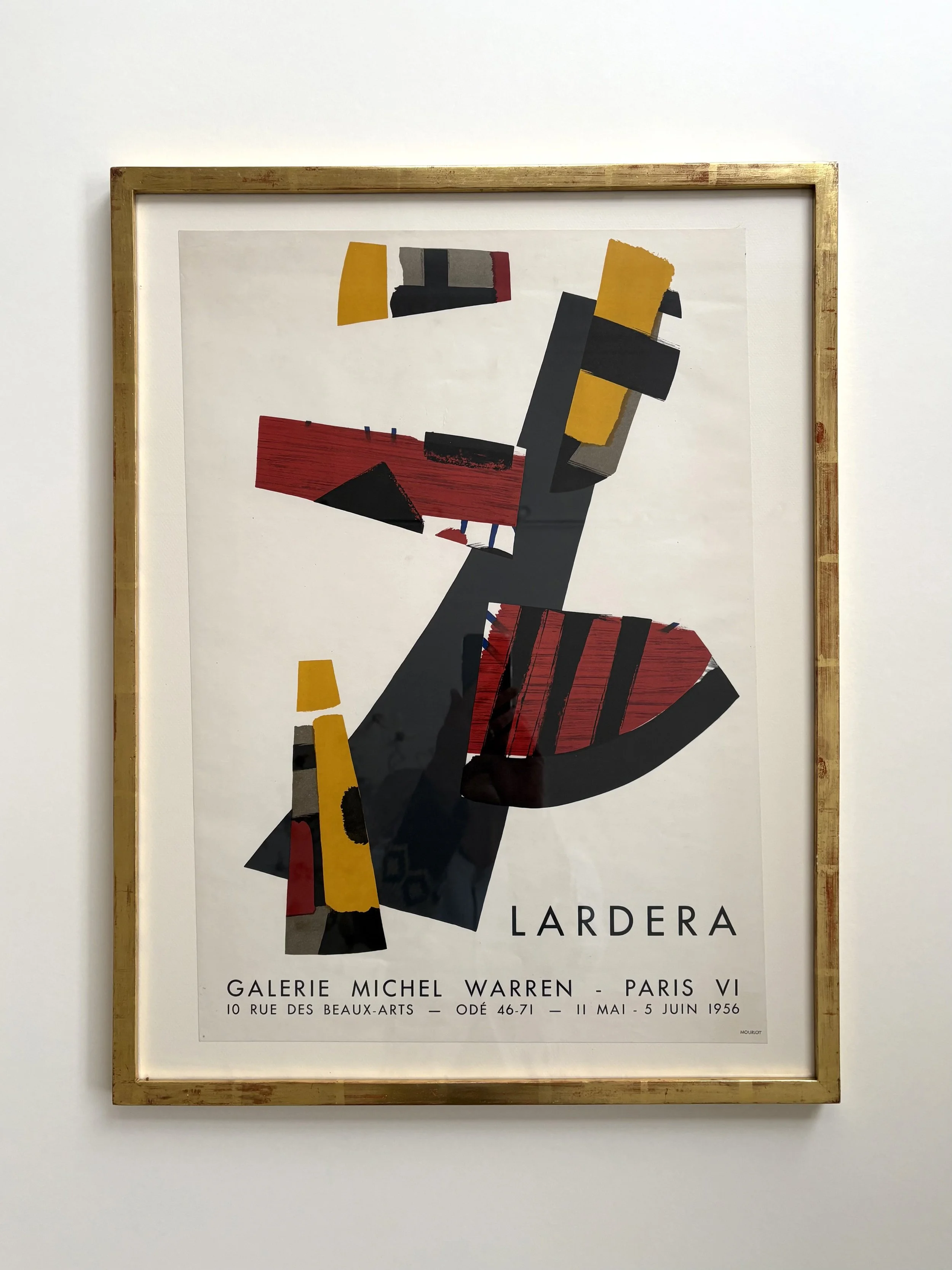 Berto Lardera, original lithographic poster from 1956, with hand gilded frame