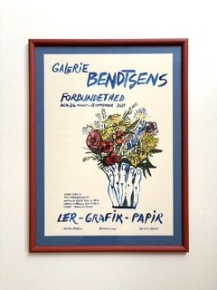 Poster with artwork by Pylle Søndergaard was designed for our exhibition in 2021., with hand painted frame