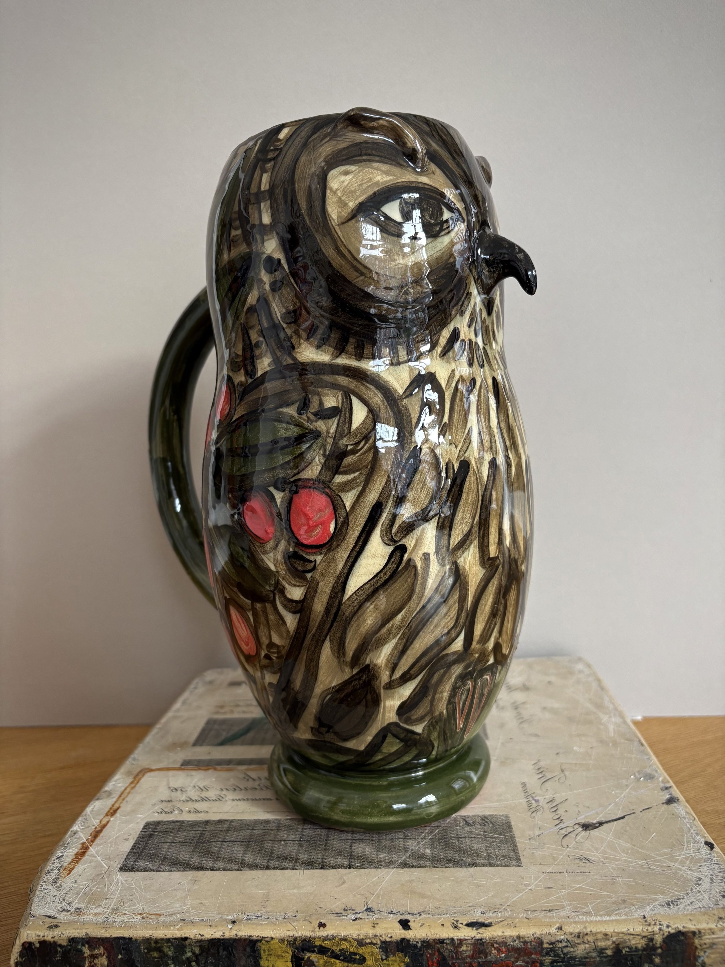 Pylle Søndergaard, ‘Owl With Handle’, ceramic unique owl made of glazed pottery