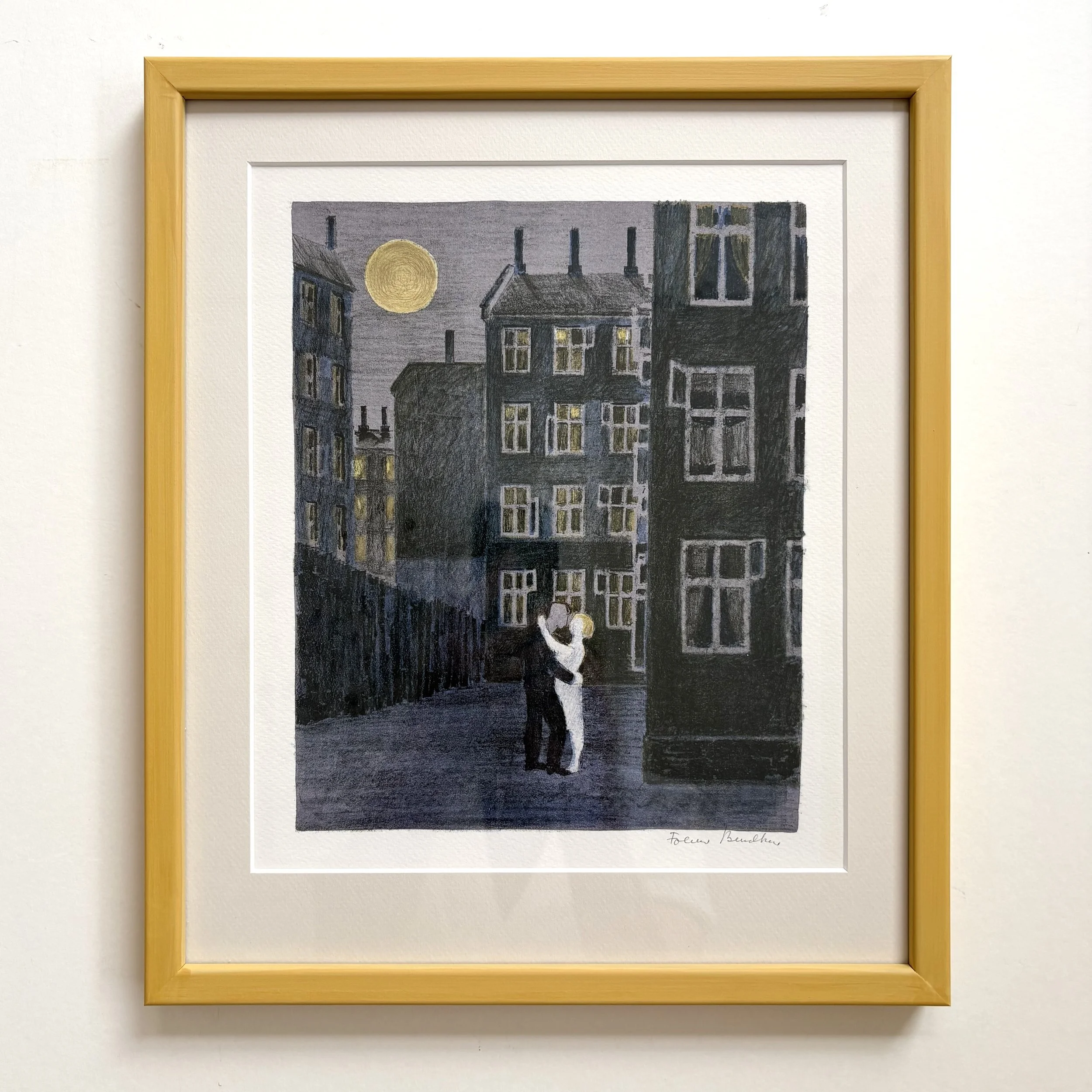 Reprint of an original lithograph made by Folmer Bendtsen, with hand painted frame