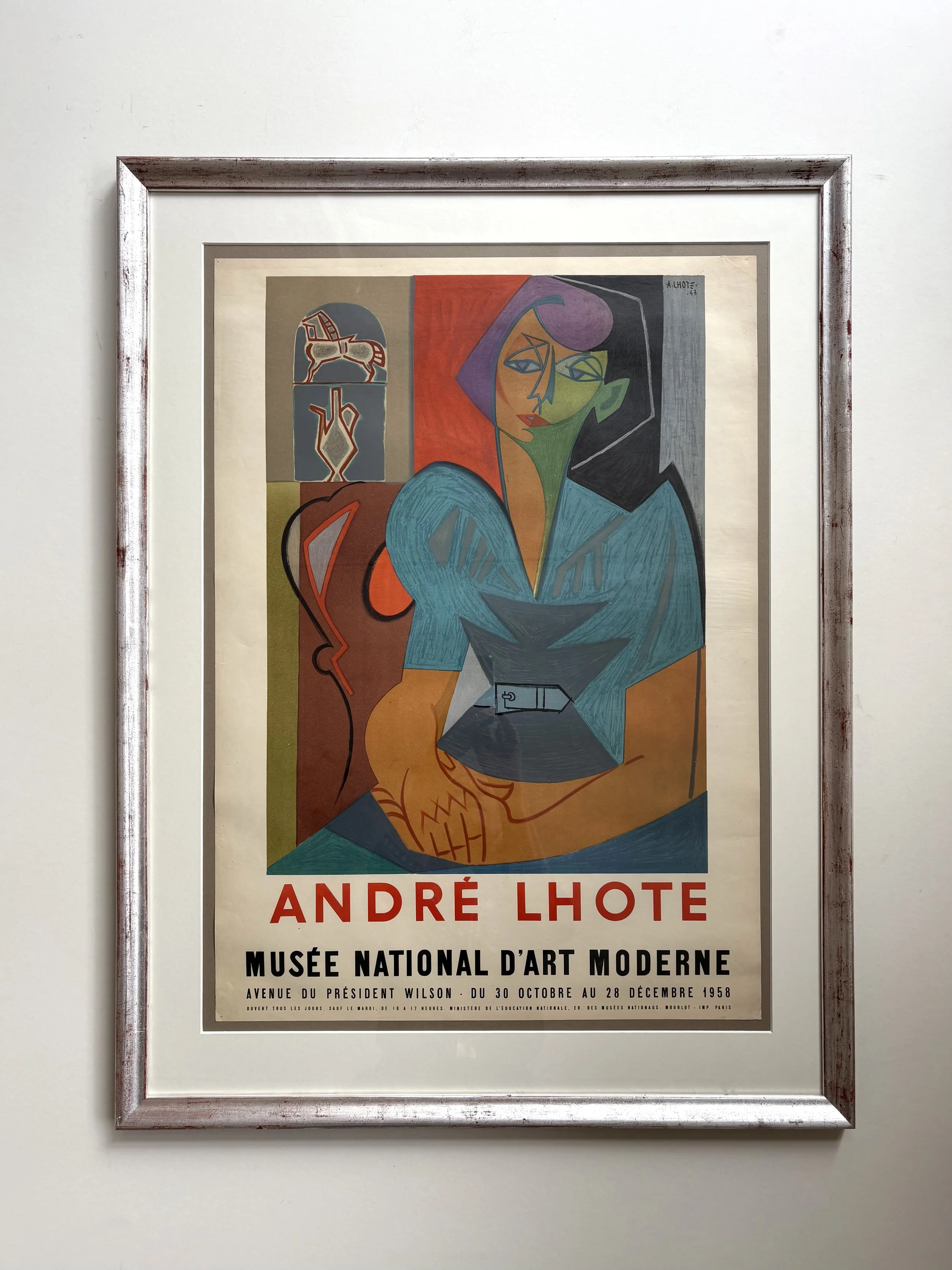 André Lhote, original lithographic poster from 1958, with hand silvered frame